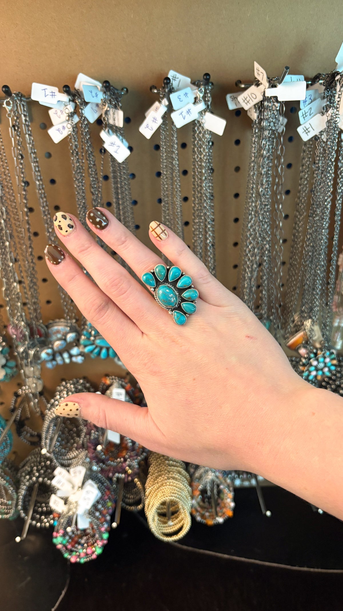 KINGMAN TURQUOISE HALF CLUSTER RING BY MARLENE JONES