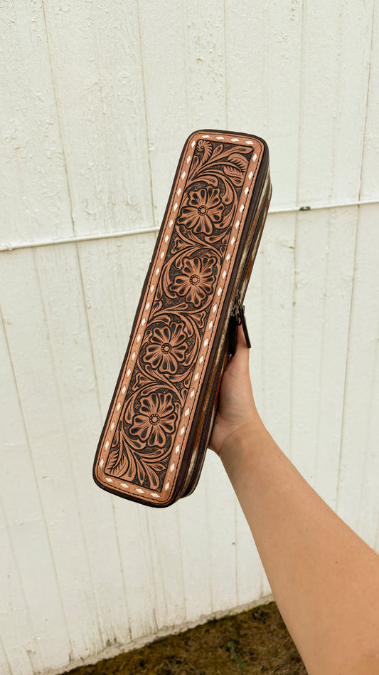 LEATHER TOOLED HOT TOOLS CASE - STYLE 2