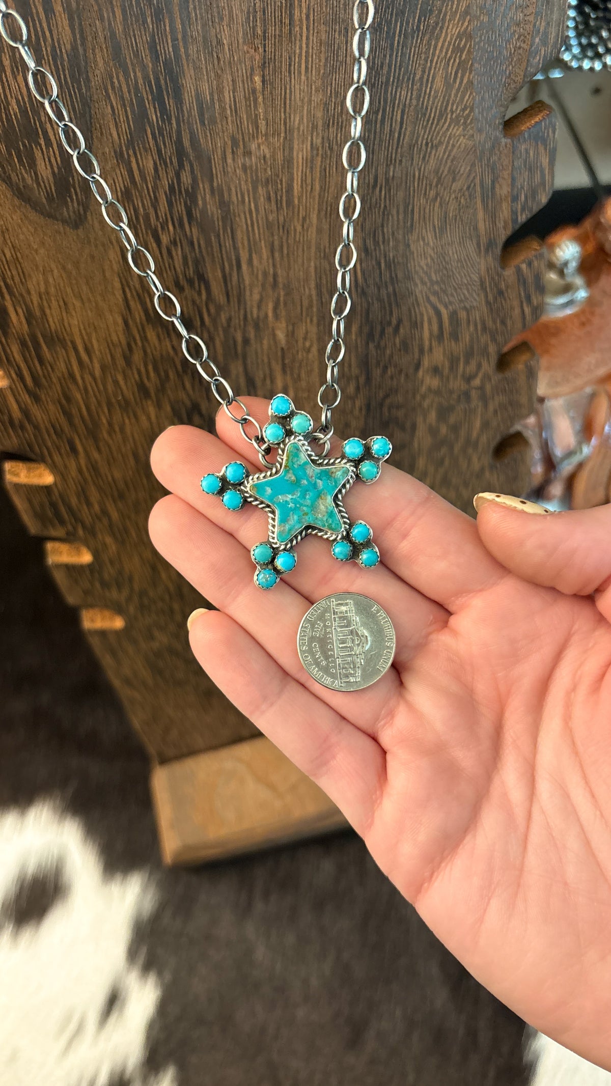 TURQUOISE STAR CLUSTER NECKLACE BY PATRICK YAZZIE