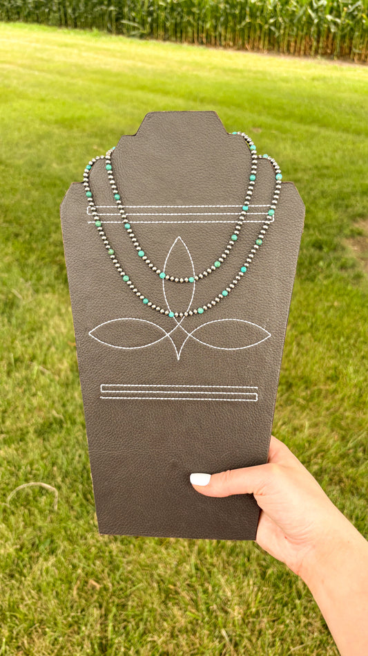 4MM TURQUOISE STERLING SILVER PEARL NECKLACE - MADE TO ORDER