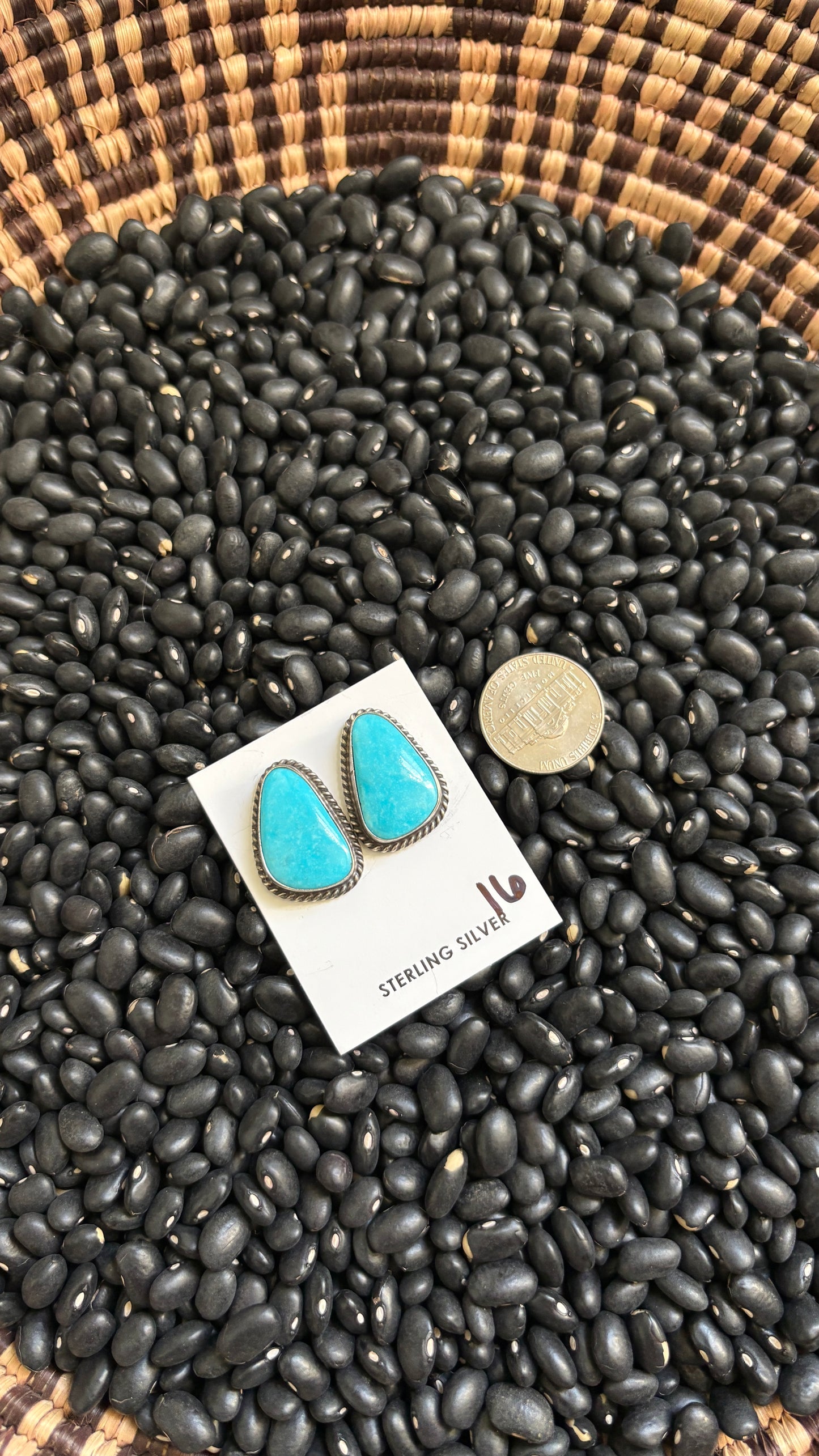 LARGE TURQUOISE POST EARRINGS