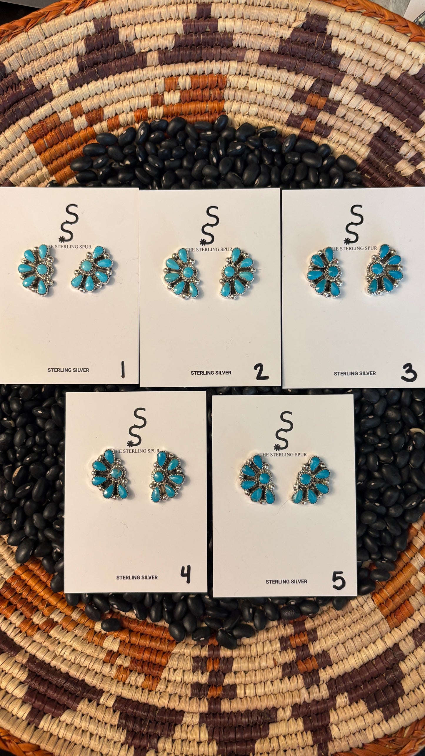 KINGMAN TURQUOISE HALF CLUSTER EARRINGS BY ALICIA WILSON