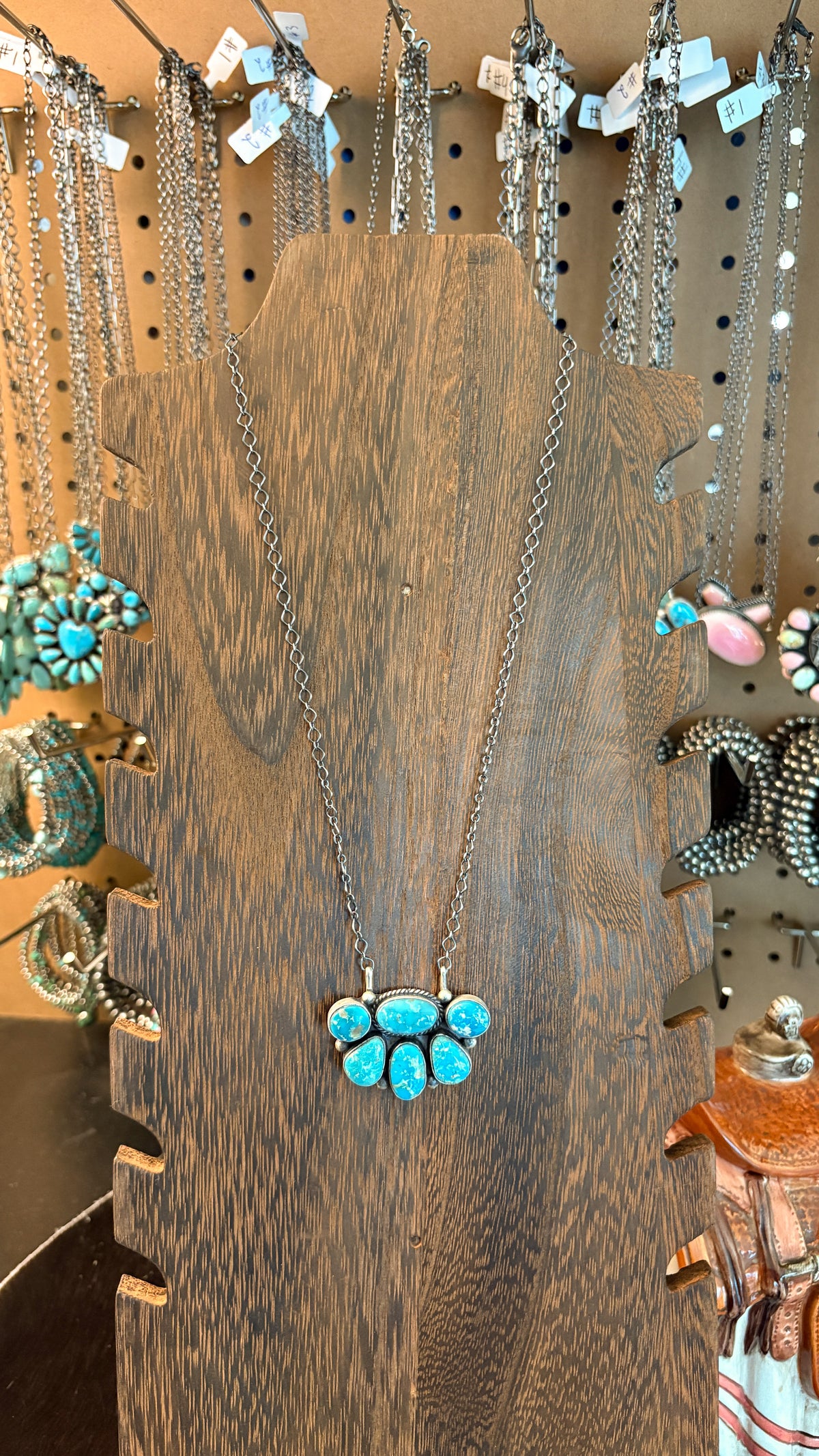 TURQUOISE HALF CLUSTER NECKLACE BY HIRAM LARGO