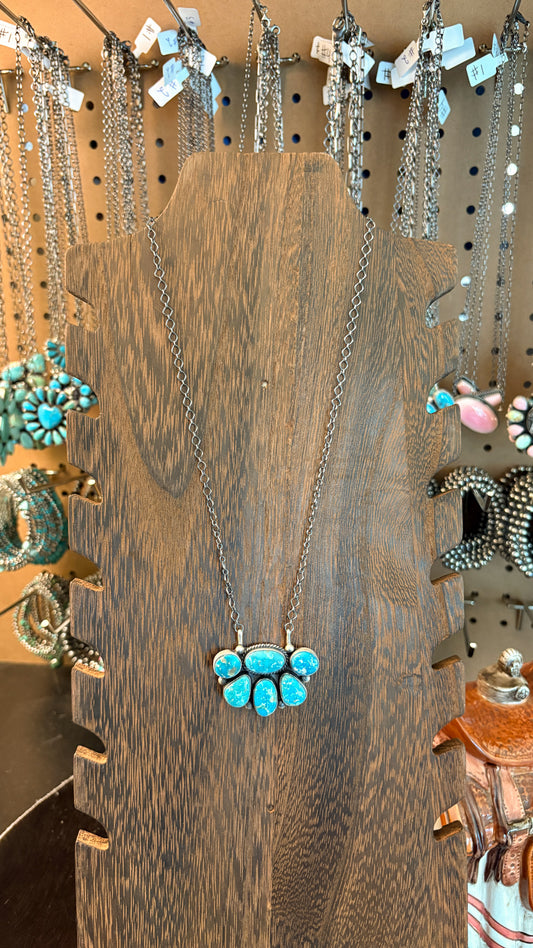 TURQUOISE HALF CLUSTER NECKLACE BY HIRAM LARGO
