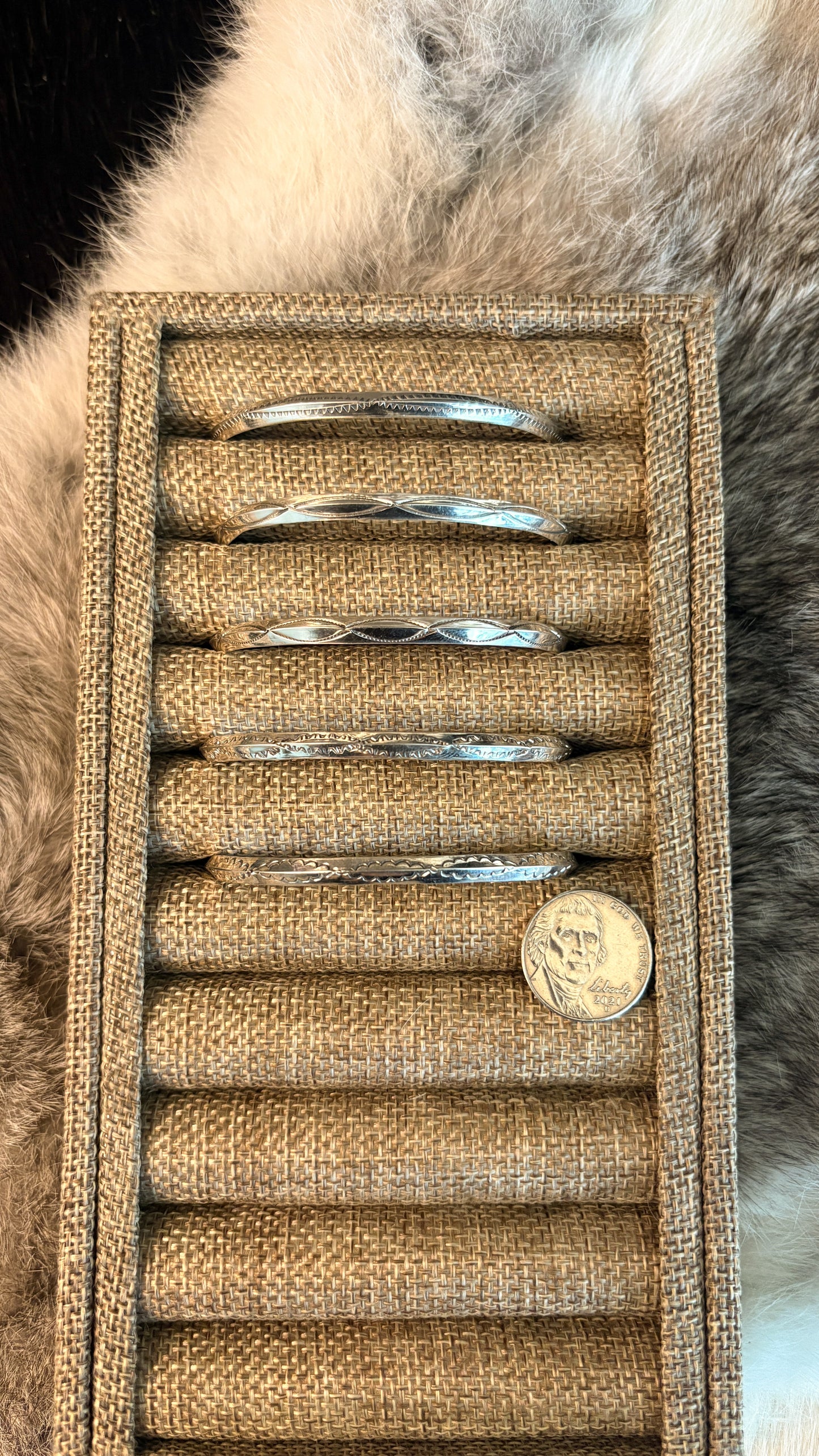 SILVER STAMPED CUFF BY ELAINE TAHE