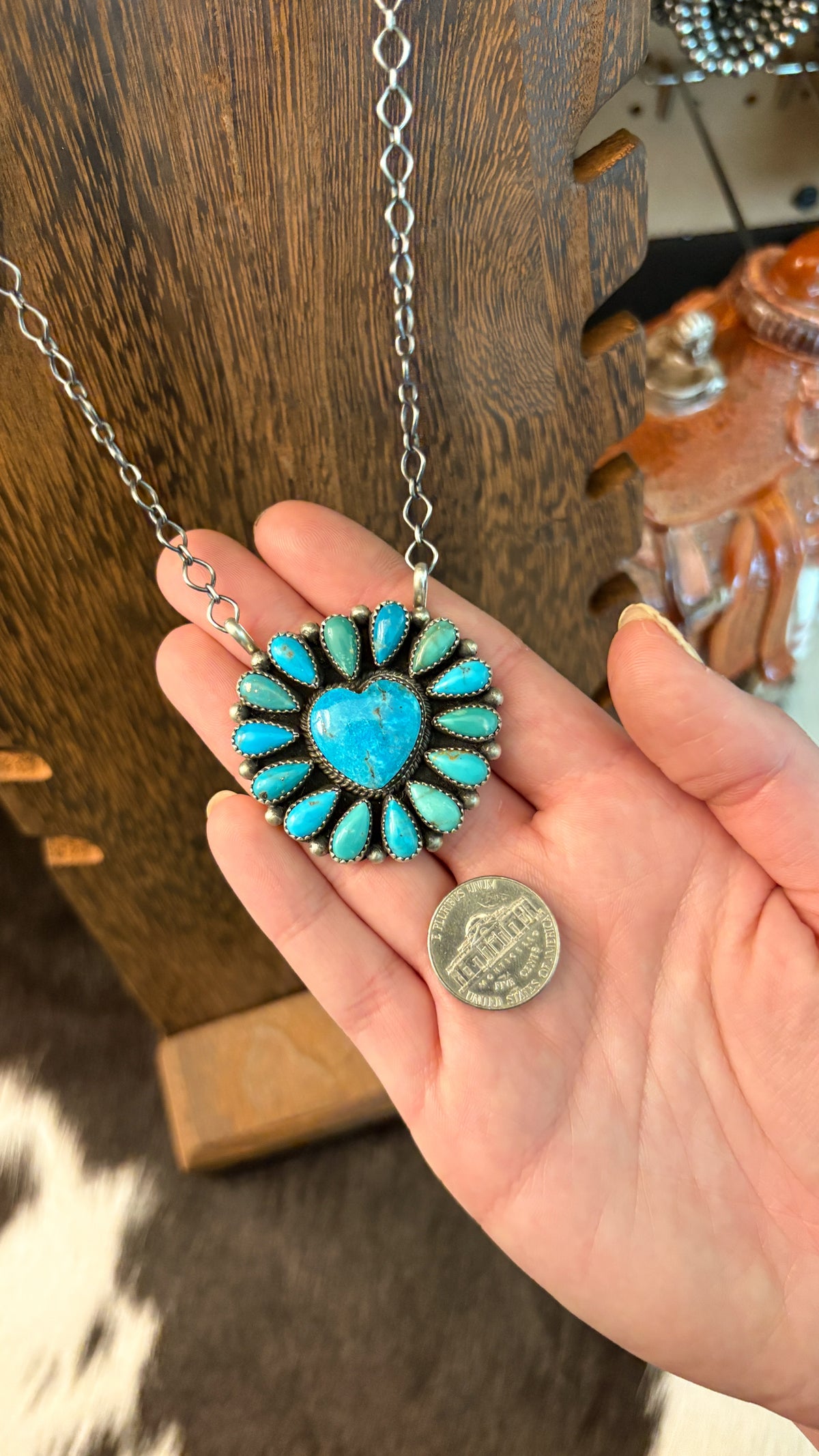 TURQUOISE HEART CLUSTER NECKLACE BY TRICIA SMITH