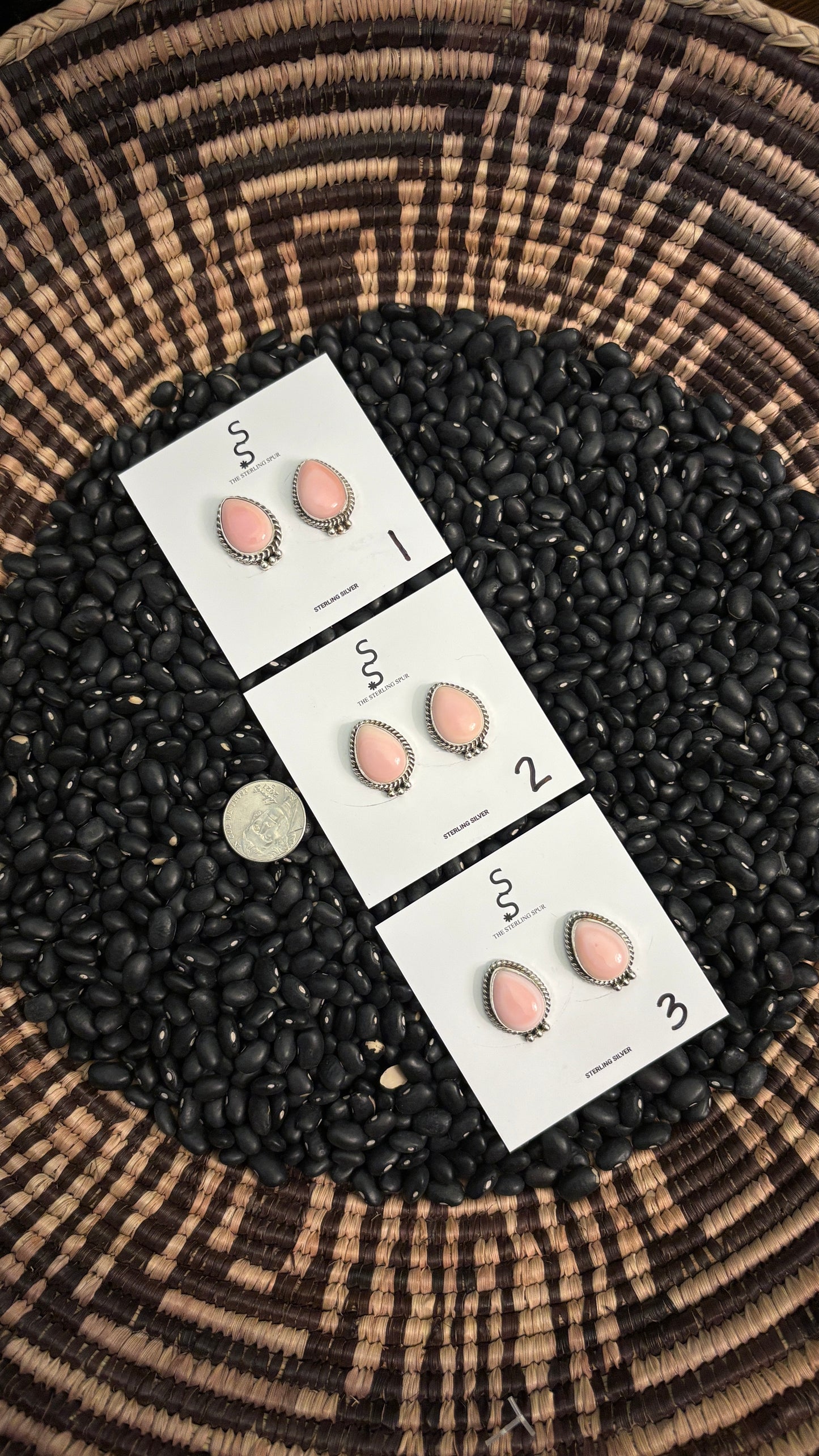 PINK CONCH TEARDROP POST EARRINGS