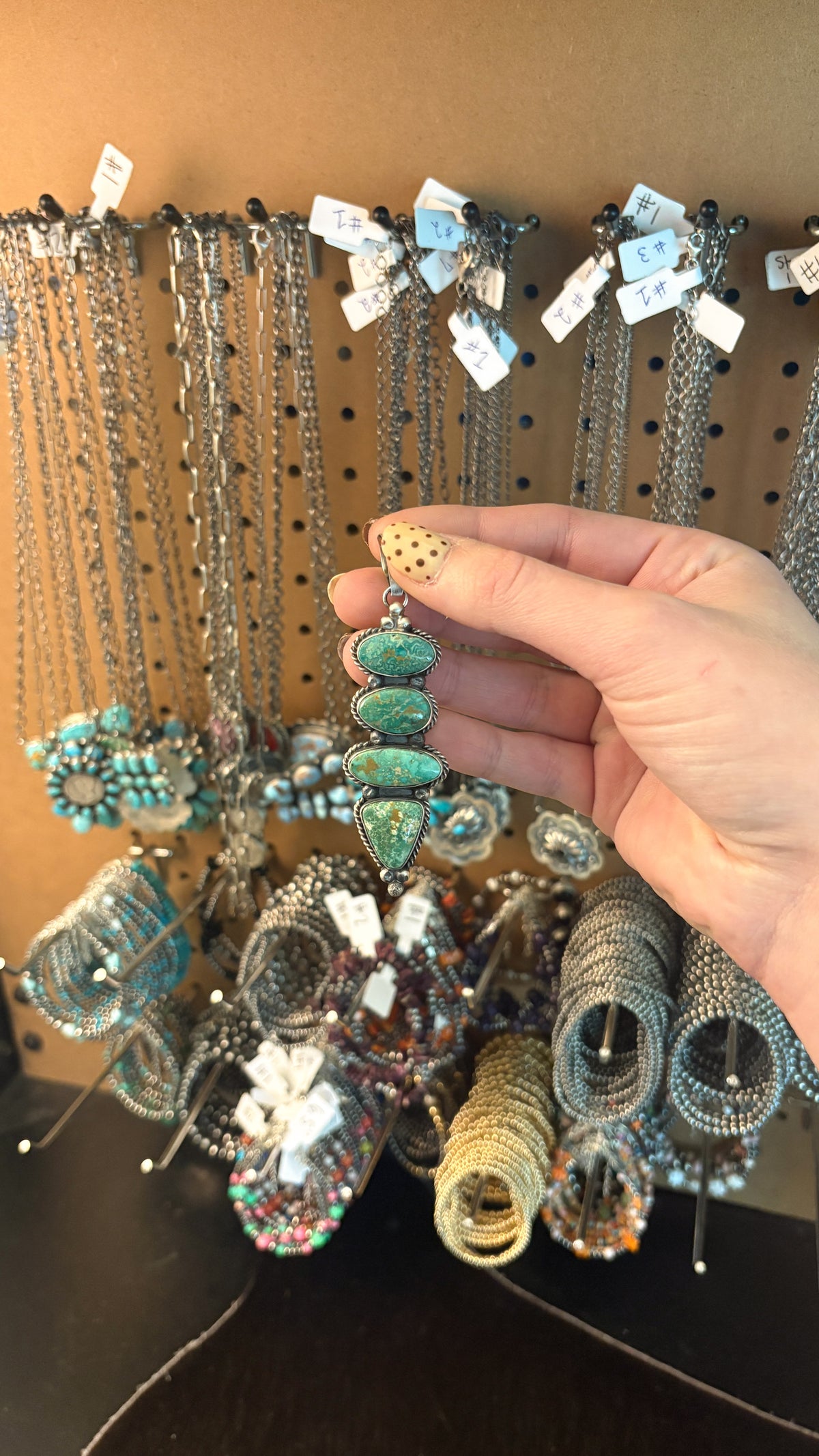 4 STONE SONORAN GOLD TURQUOISE BAR PENDANT BY ELI SKEETS