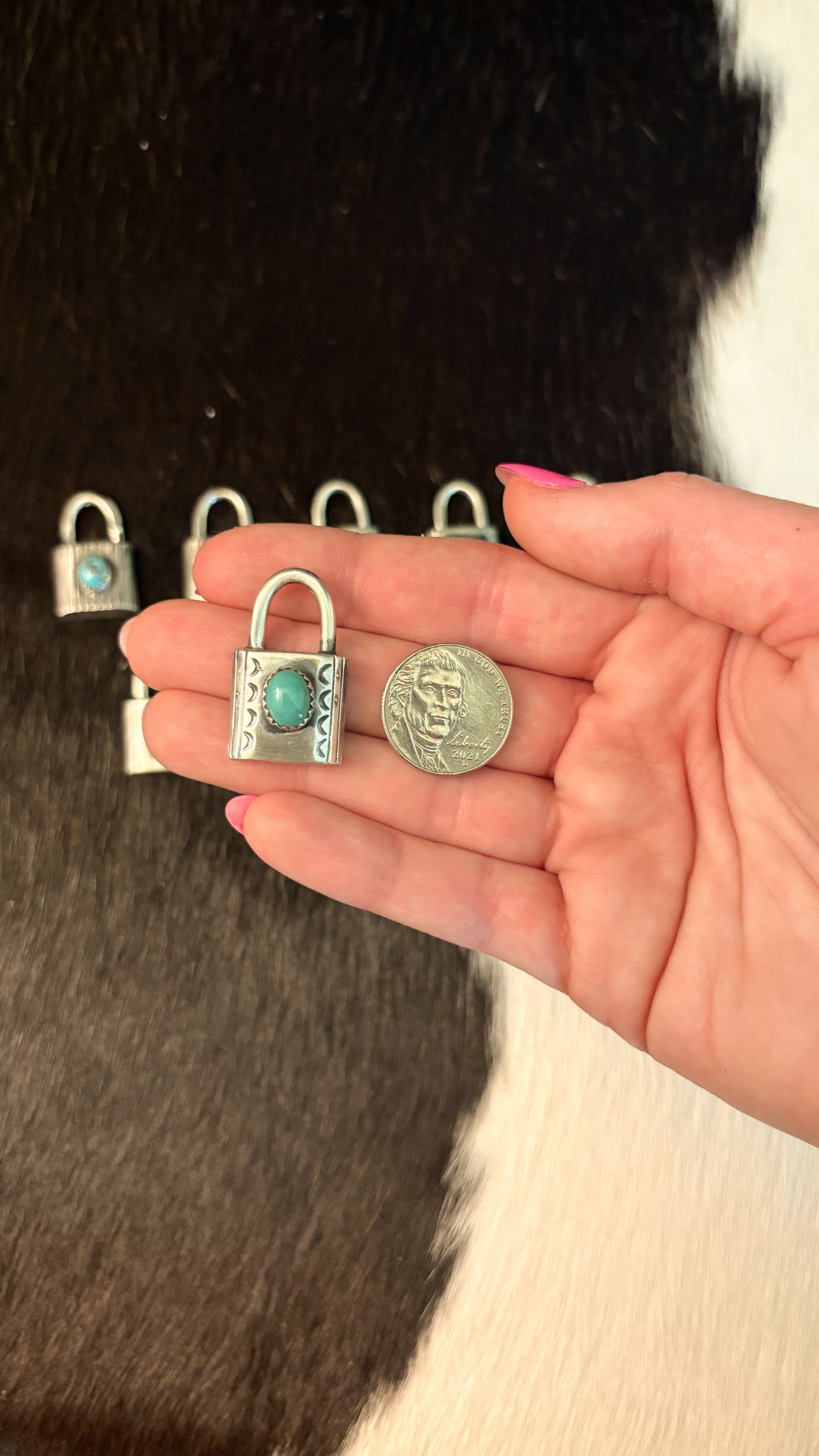 KINGMAN TURQUOISE LOCKET BY HAROLD TAHE