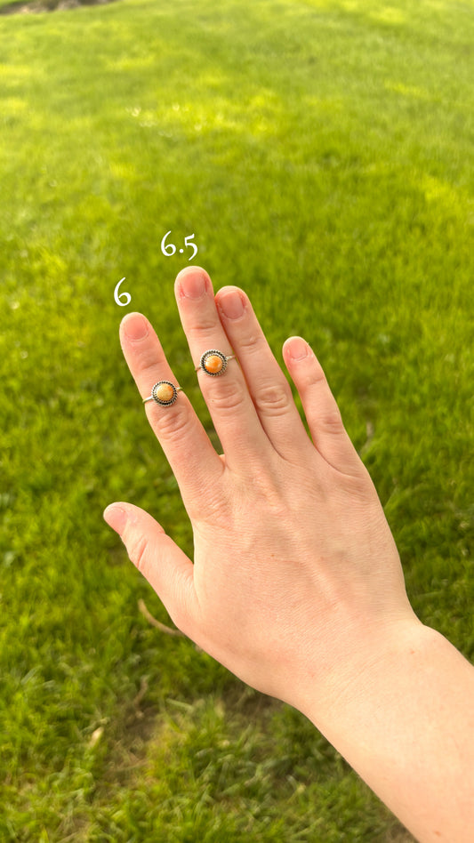 ORANGE SPINY OYSTER RING BY JANICE SPENCER