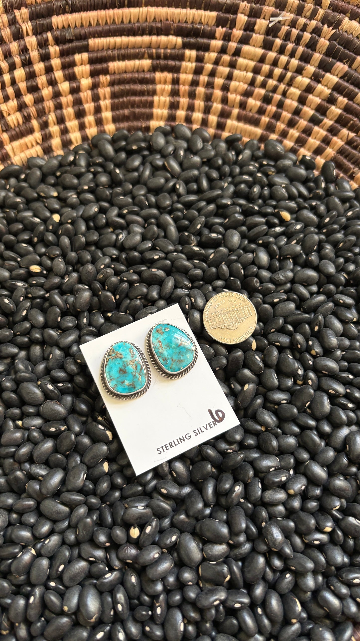 LARGE TURQUOISE POST EARRINGS