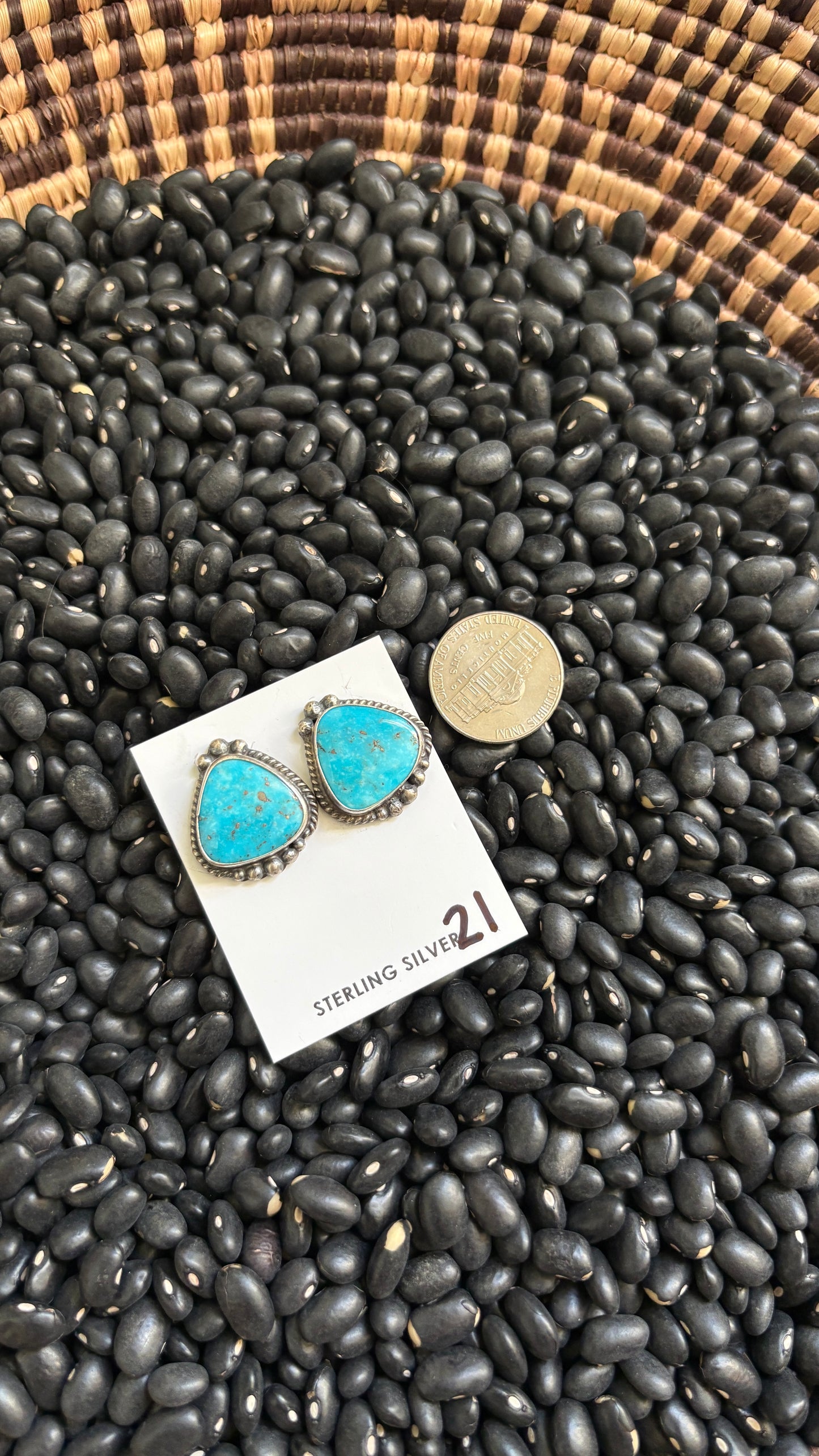 LARGE TURQUOISE POST EARRINGS