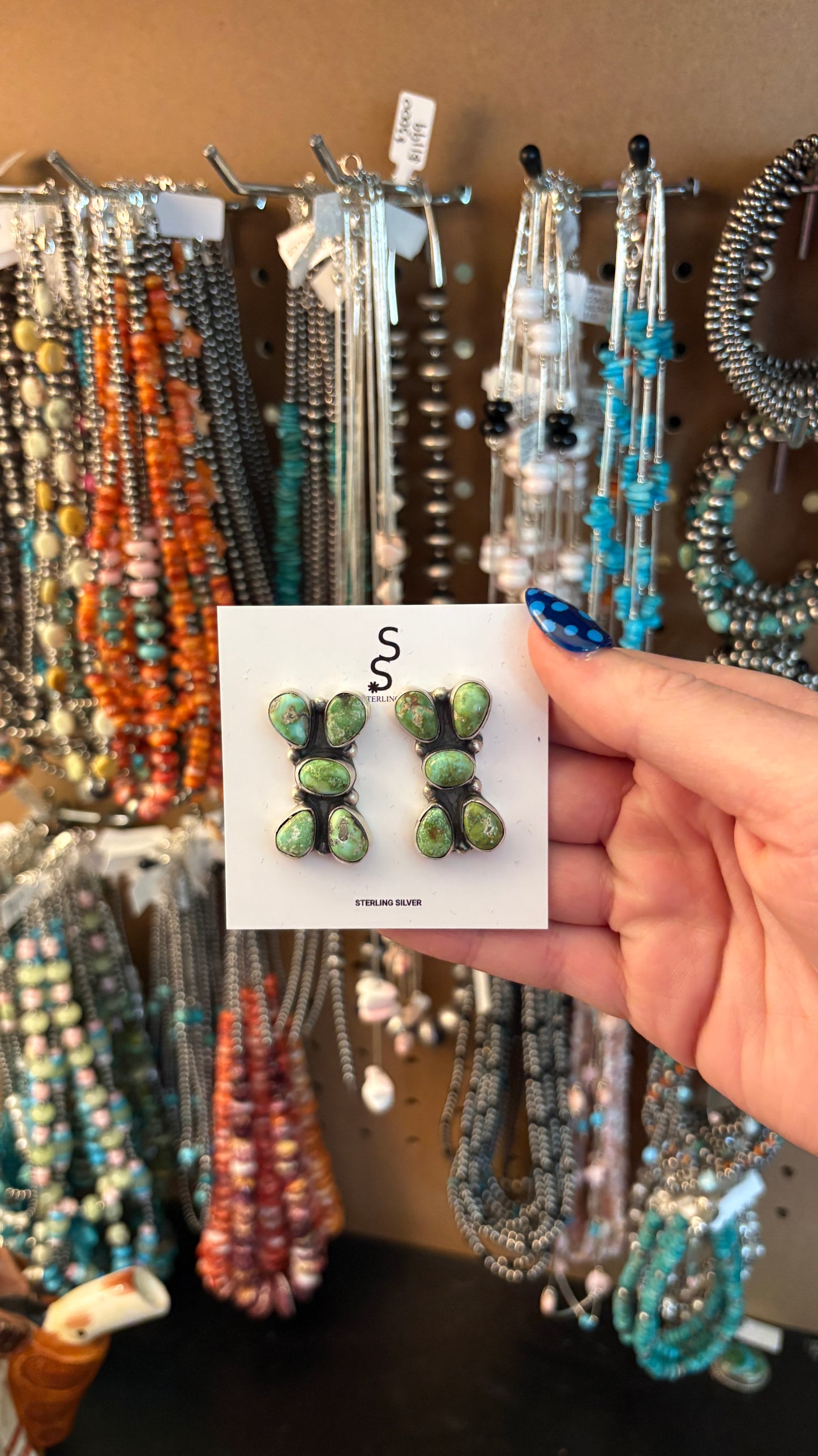 5 STONE SONORAN GOLD TURQUOISE EARRINGS BY ELLA PETERS