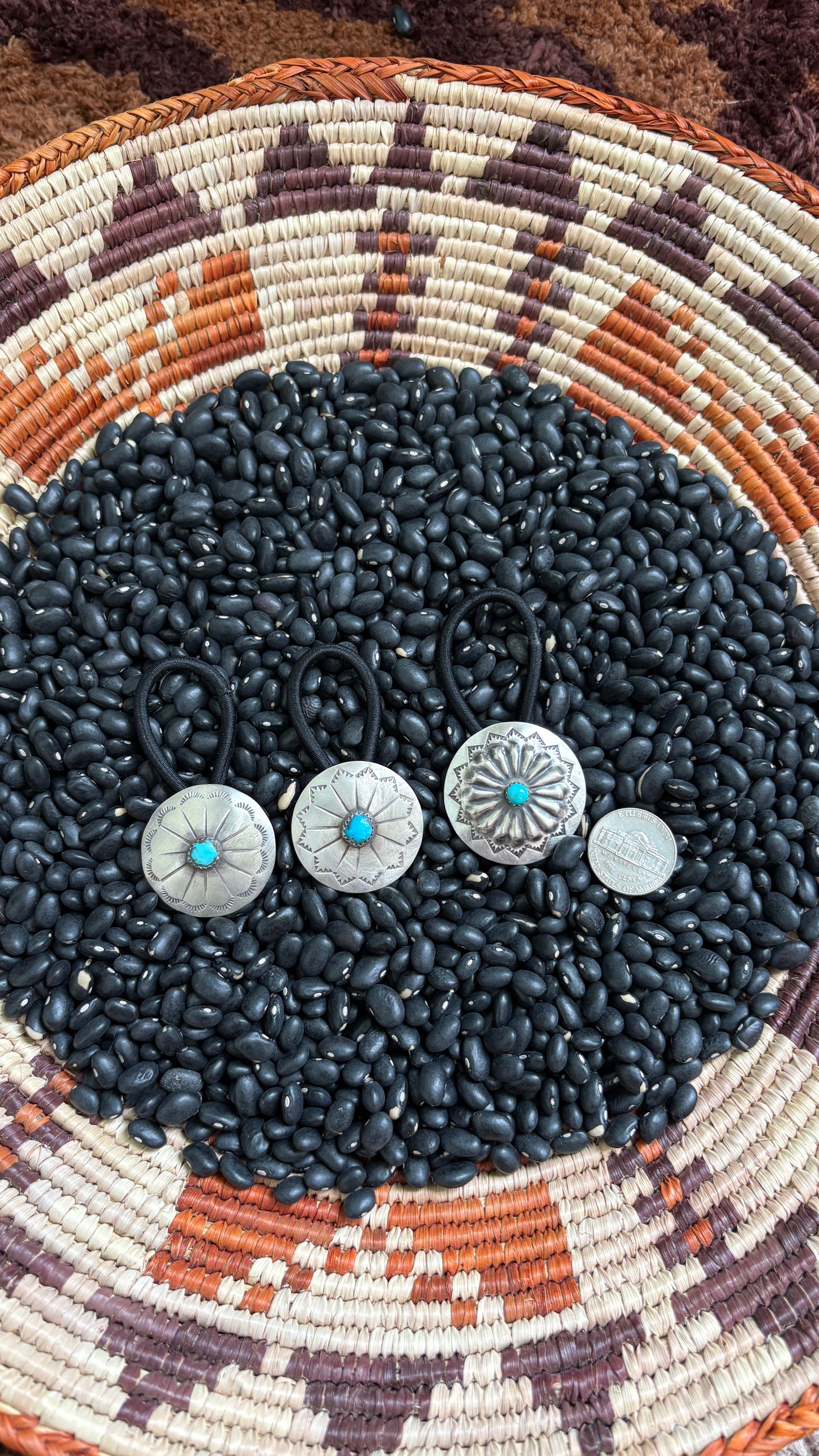 SINGLE STONE TURQUOISE CONCHO HAIR TIE - LARGE