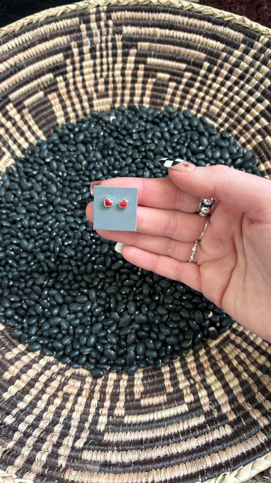 NAVAJO CORAL HEART STUDS BY LINDA YAZZIE