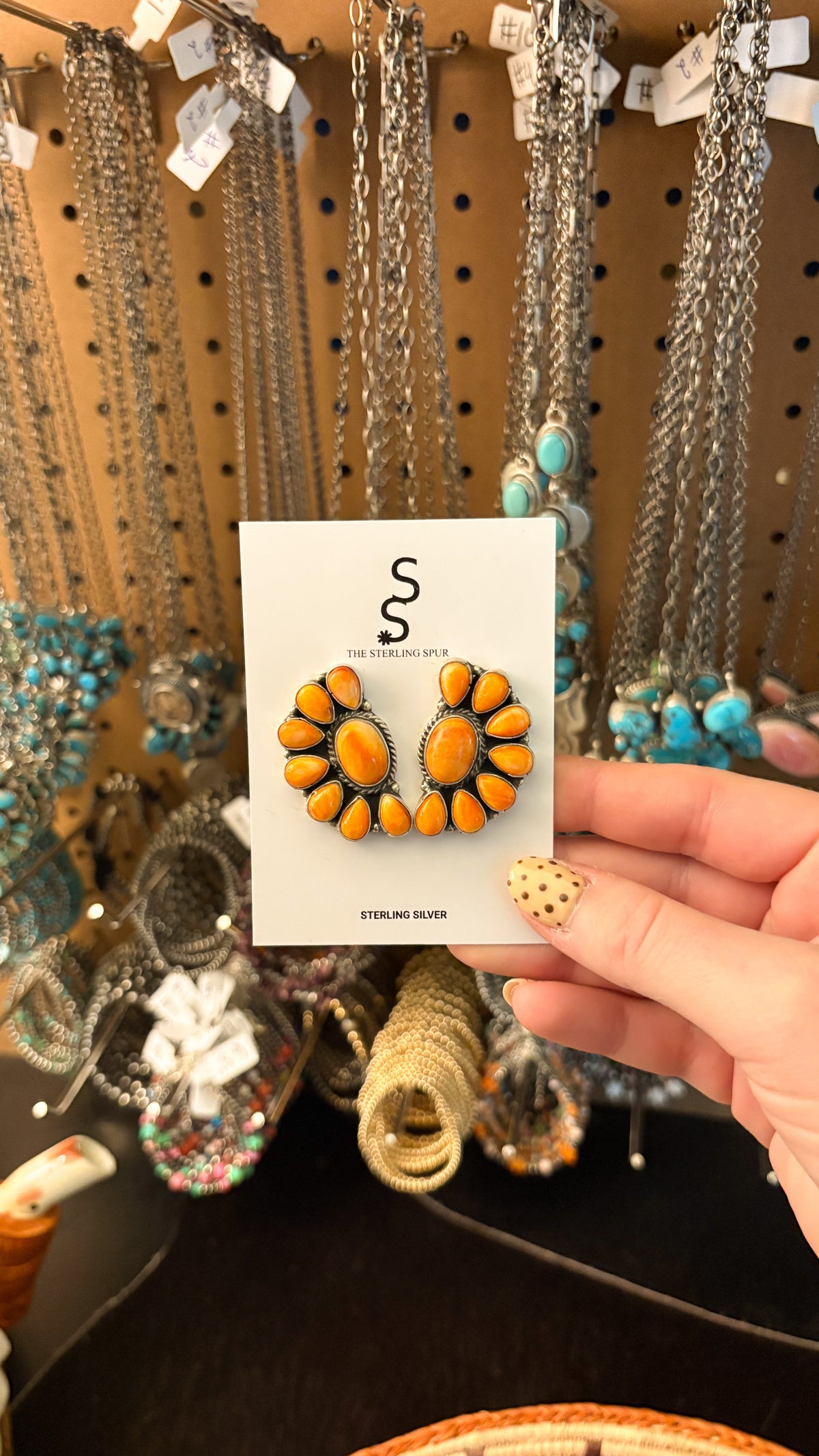 ORANGE SPINY OYSTER HALF CLUSTER EARRINGS BY MARCELLA JAMES