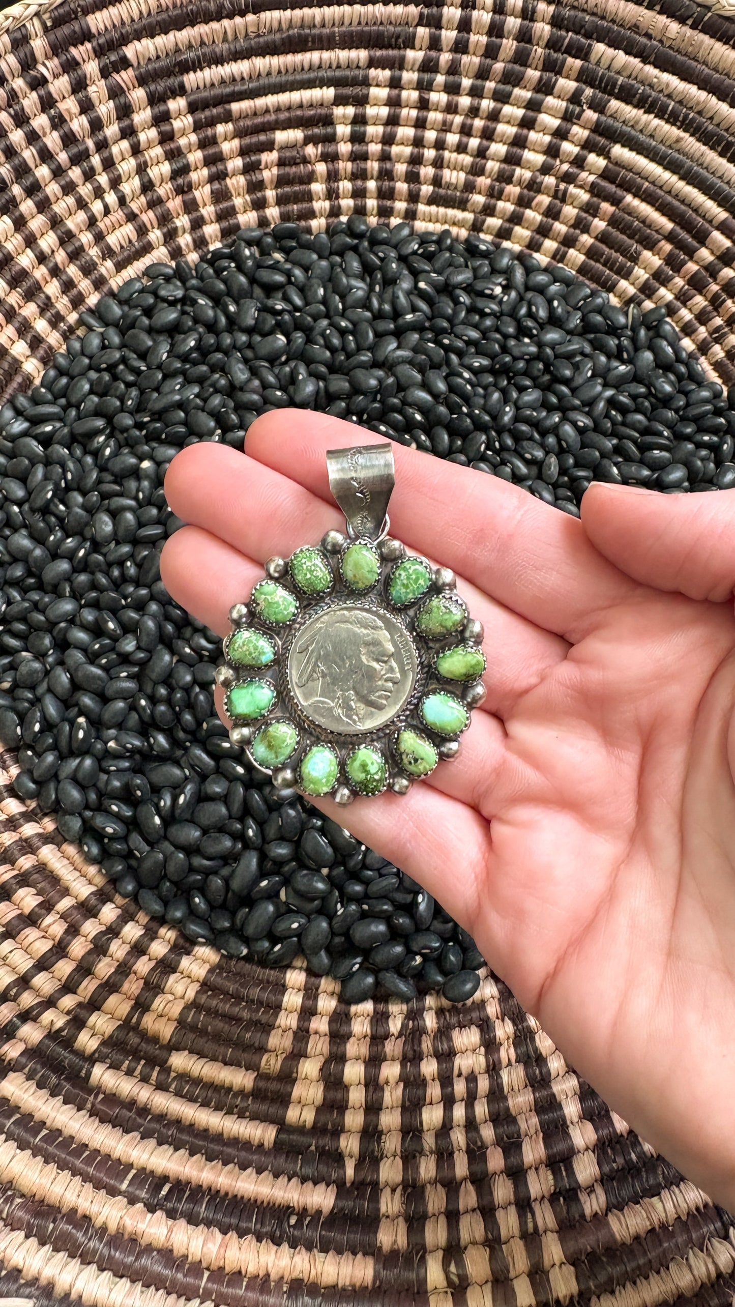 SONORAN GOLD TURQUOISE BUFFALO NICKEL PENDANT