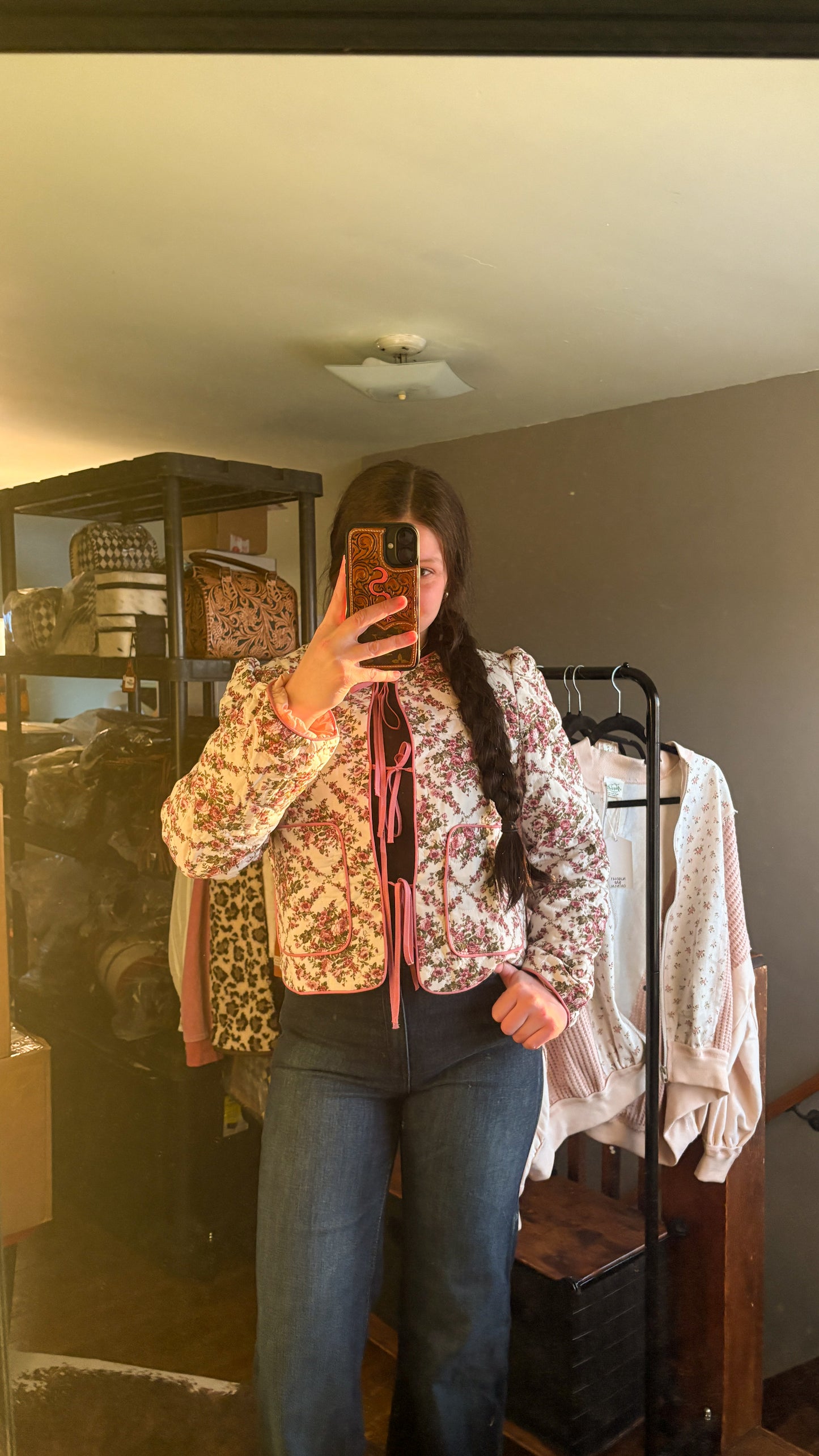 FLORAL QUILTED TIE JACKET