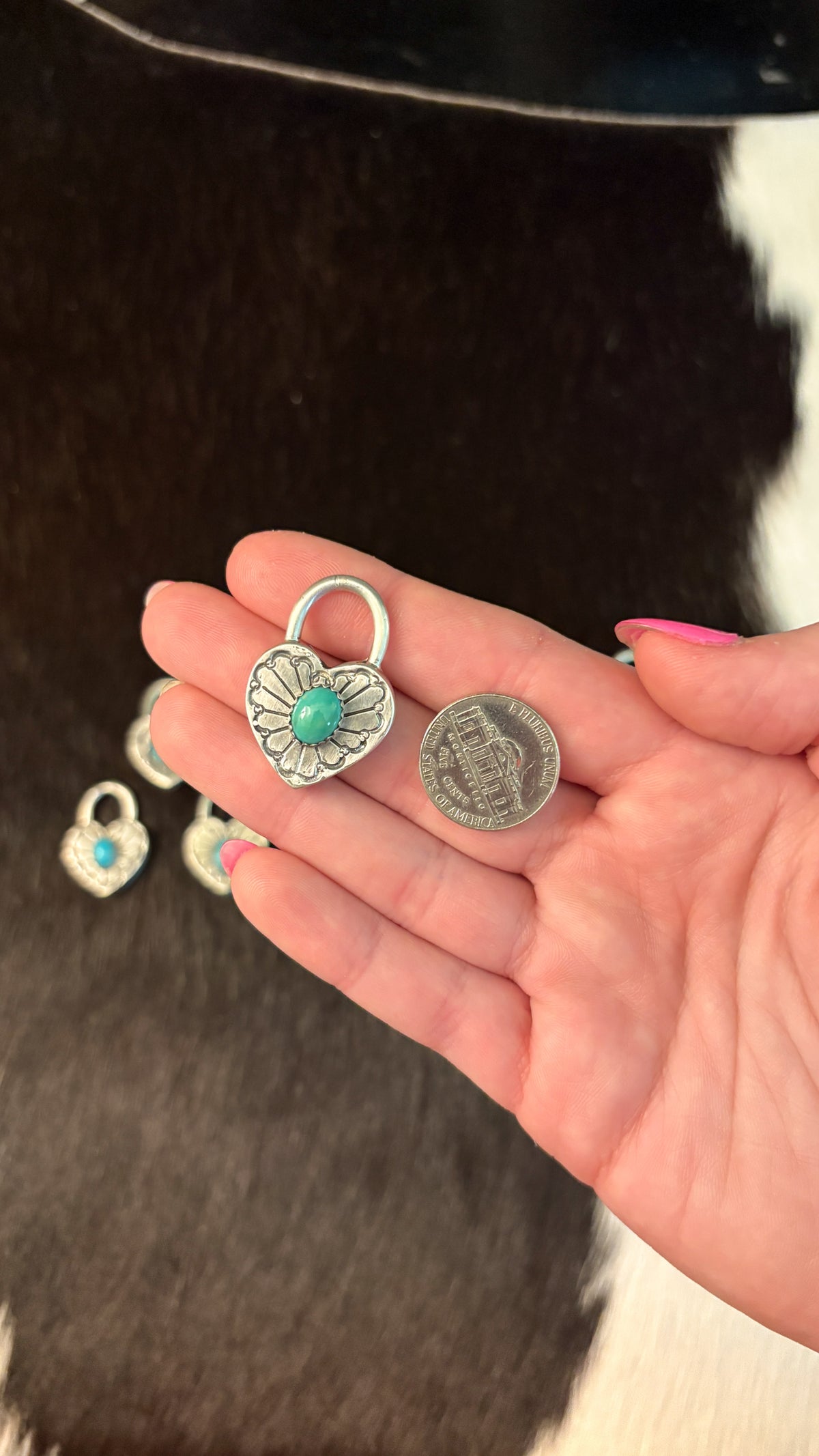 KINGMAN TURQUOISE HEART LOCKET BY HAROLD TAHE