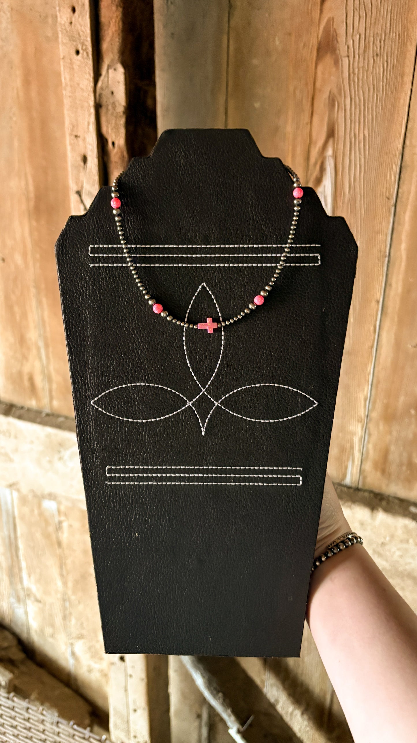 HOT PINK OPAL CROSS CHOKER