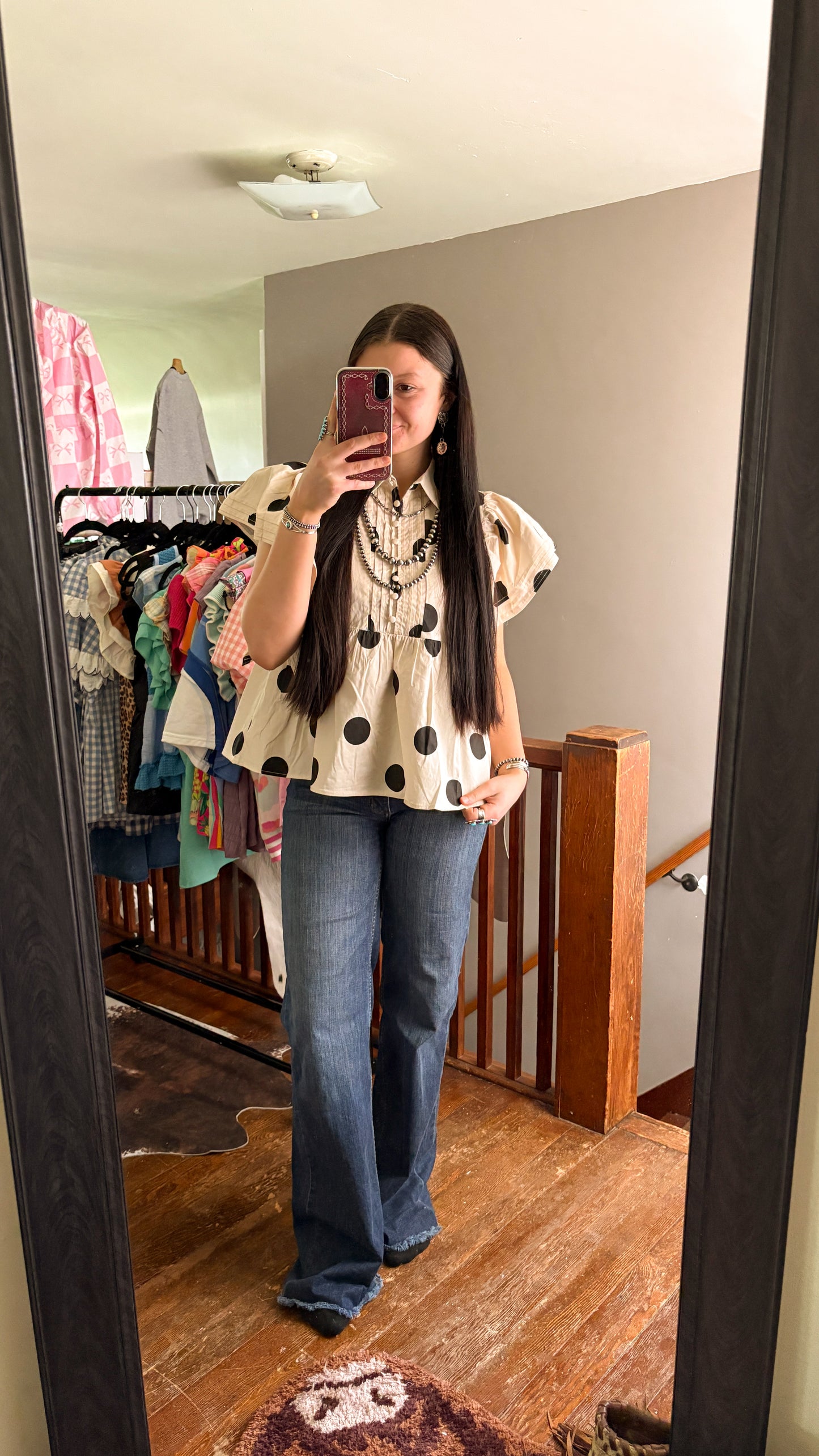 COLLARED POLKA DOT TOP