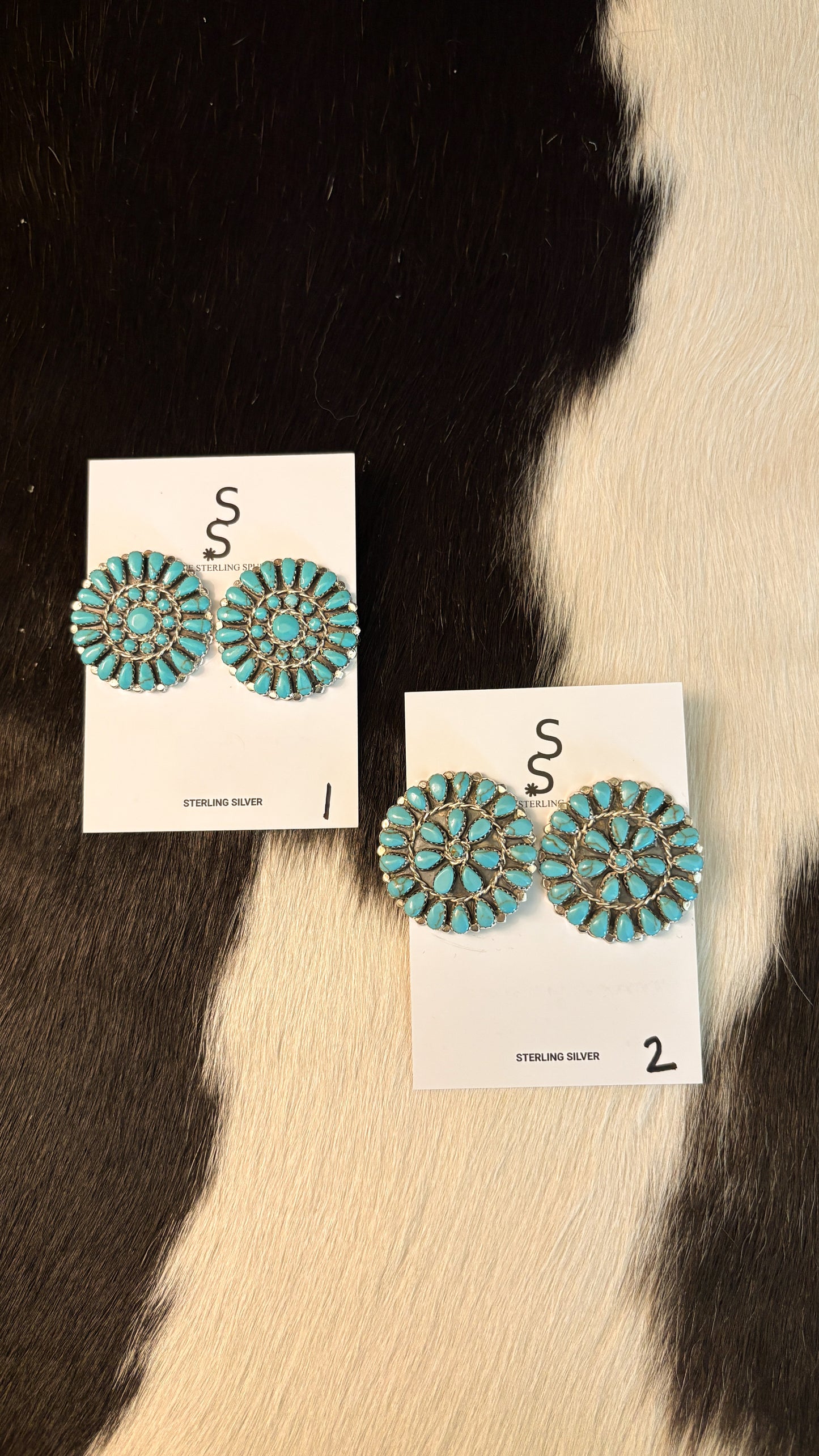 BIG PAPA TURQUOISE CLUSTER EARRINGS BY MATHILDA BENALLY