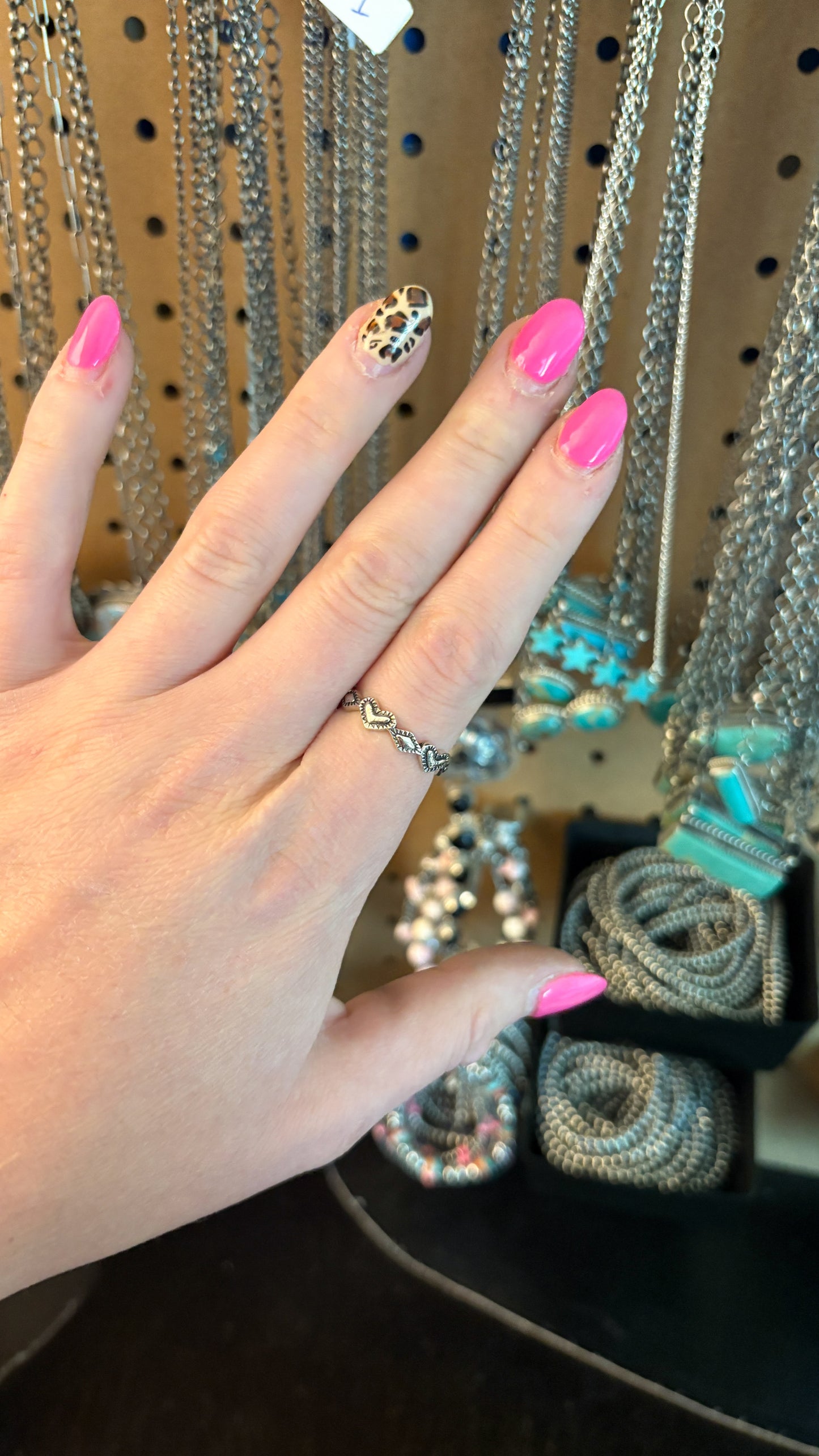 HEART & DIAMOND STAMPED STACKER RING