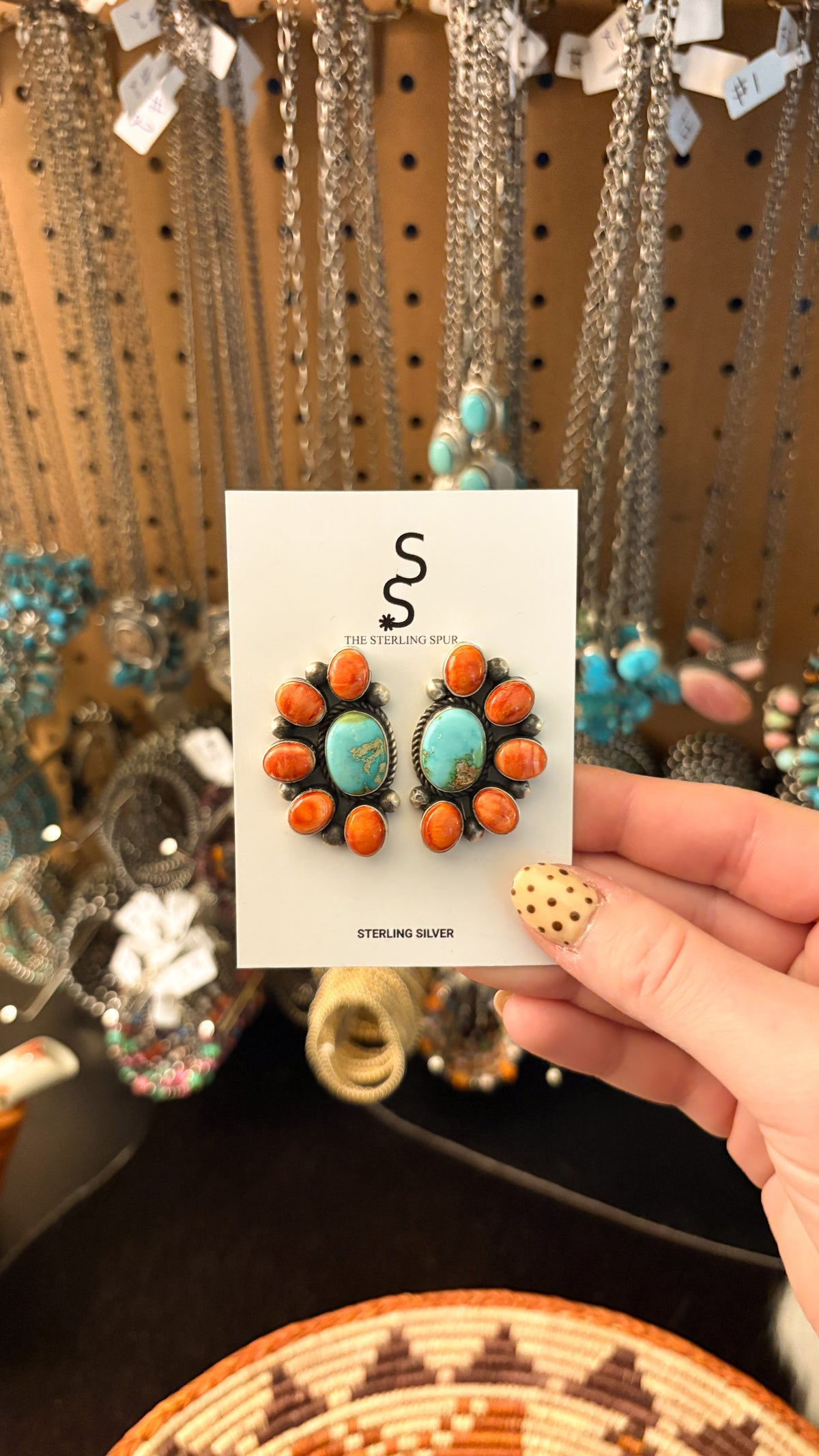 SONORAN GOLD & RED SPINY HALF CLUSTER EARRINGS