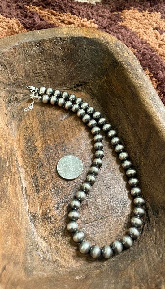 8MM STERLING SILVER PEARL NECKLACE