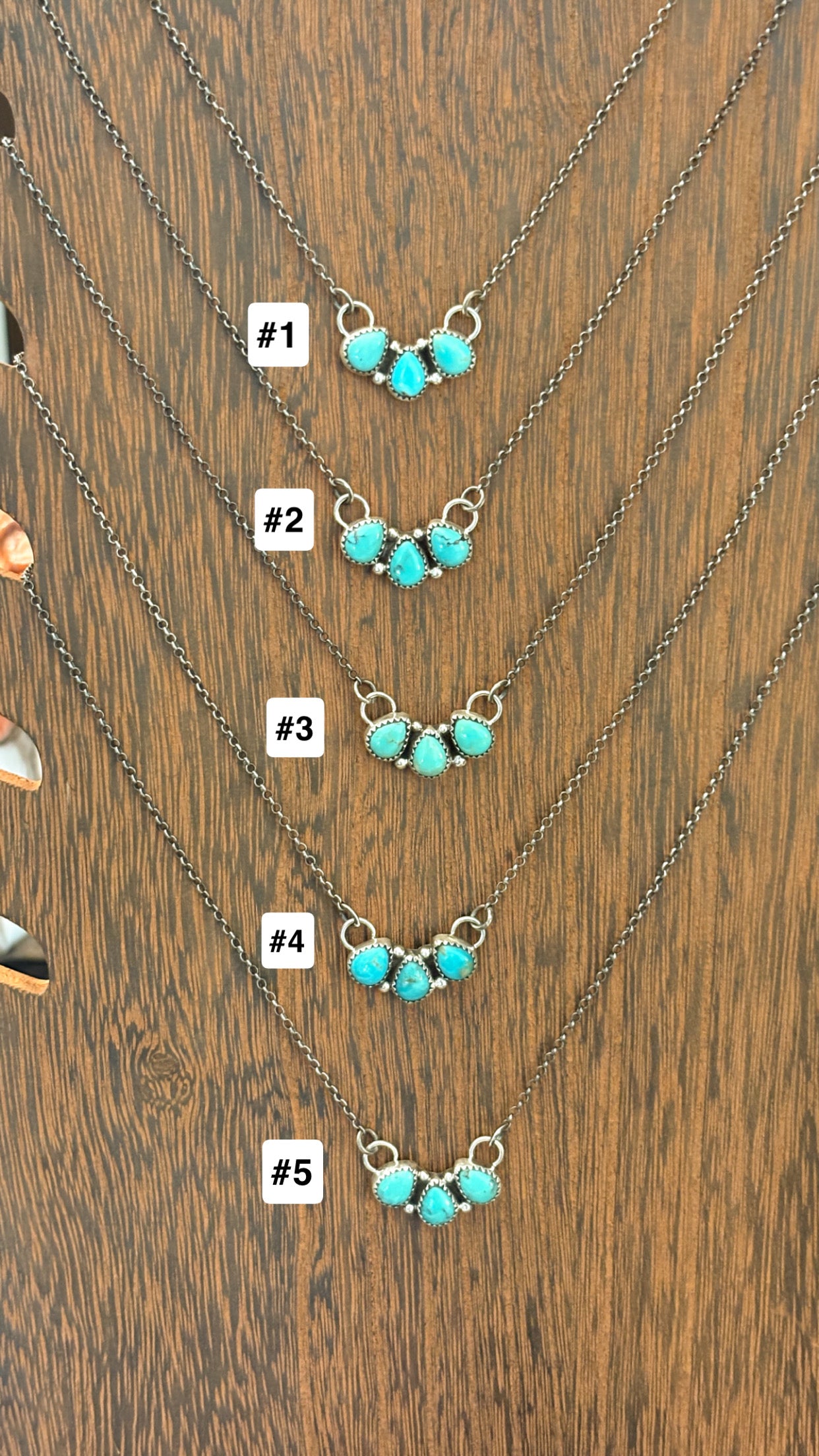 3 STONE KINGMAN TURQUOISE BAR NECKLACE