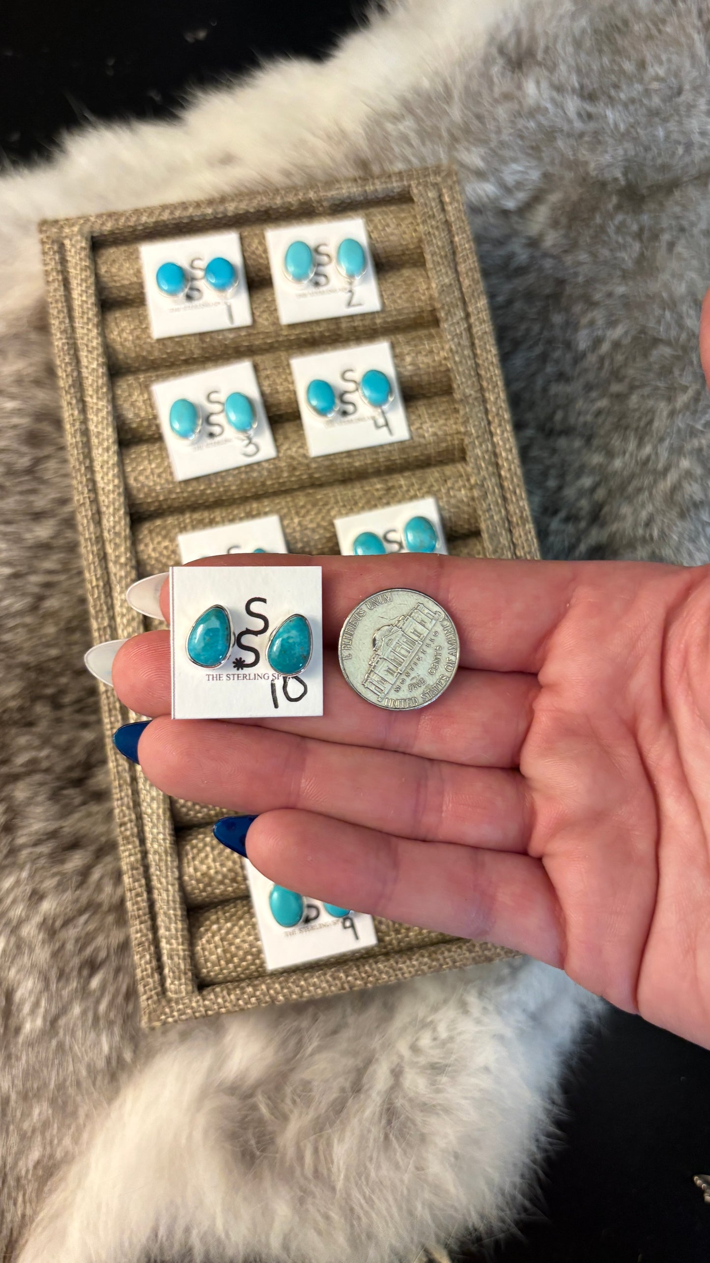SLEEPING BEAUTY TURQUOISE STUD EARRINGS BY SHIRLEY HENRY