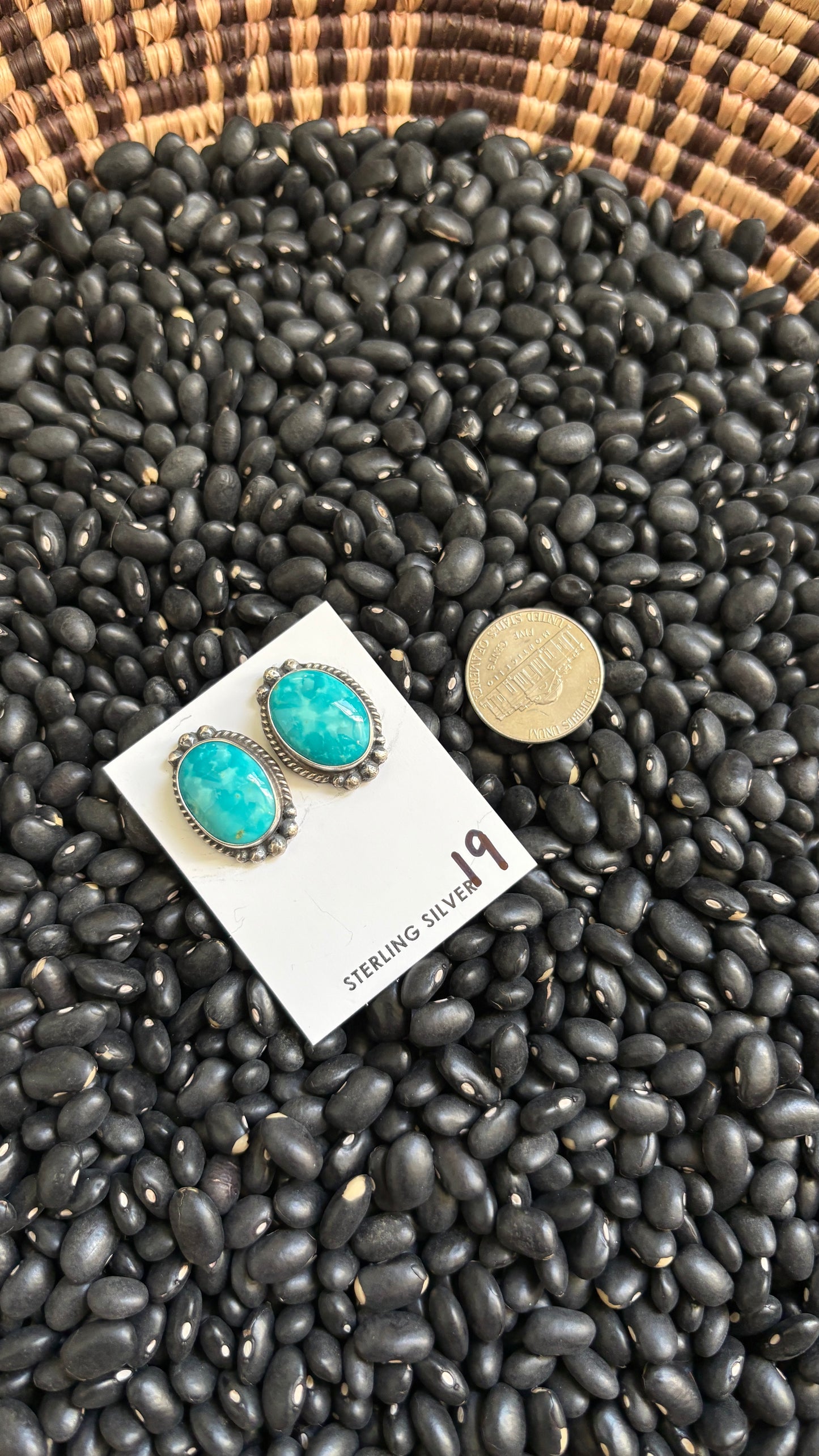 LARGE TURQUOISE POST EARRINGS