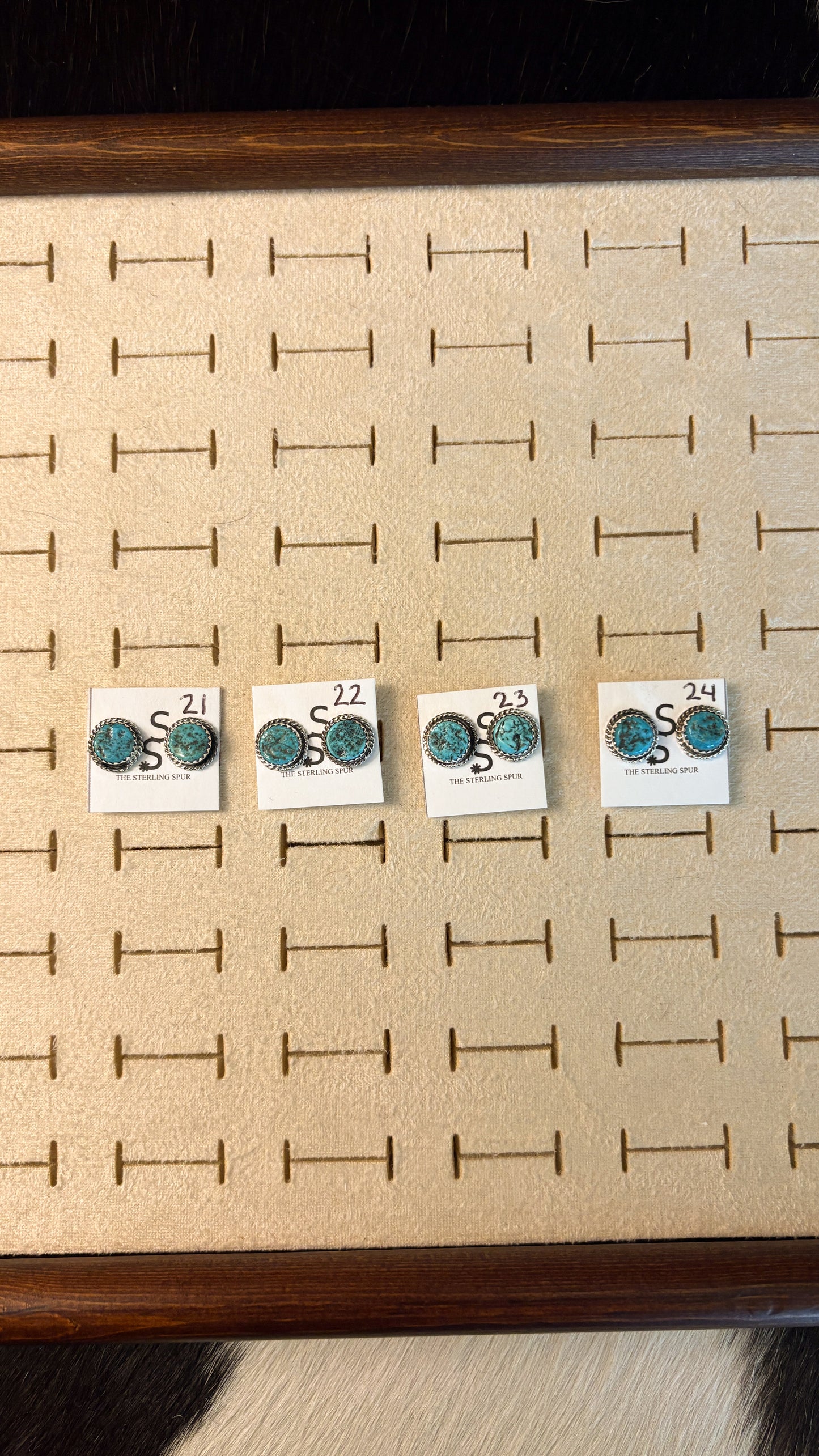 ROUGH CUT KINGMAN TURQUOISE STUD EARRINGS BY ESTHER WHITE