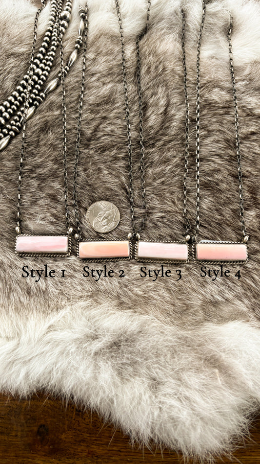 PINK CONCH BAR NECKLACE BY CHASSITY BELONE