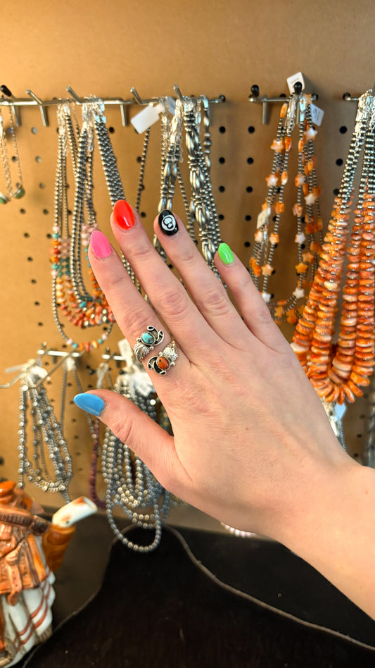 CORAL & TURQUOISE WRAP RING