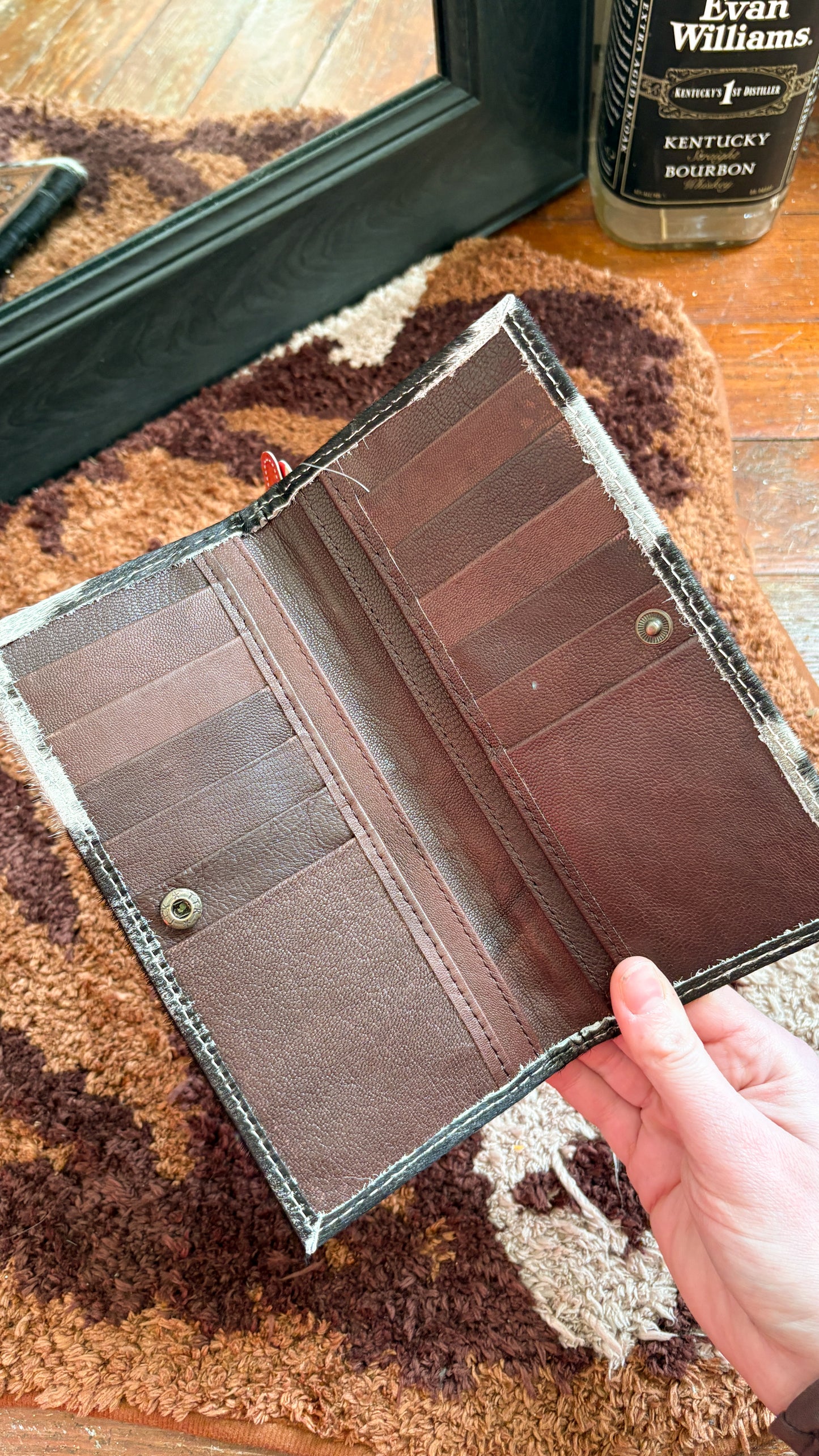 LEATHER TOOLED & COWHIDE WALLET