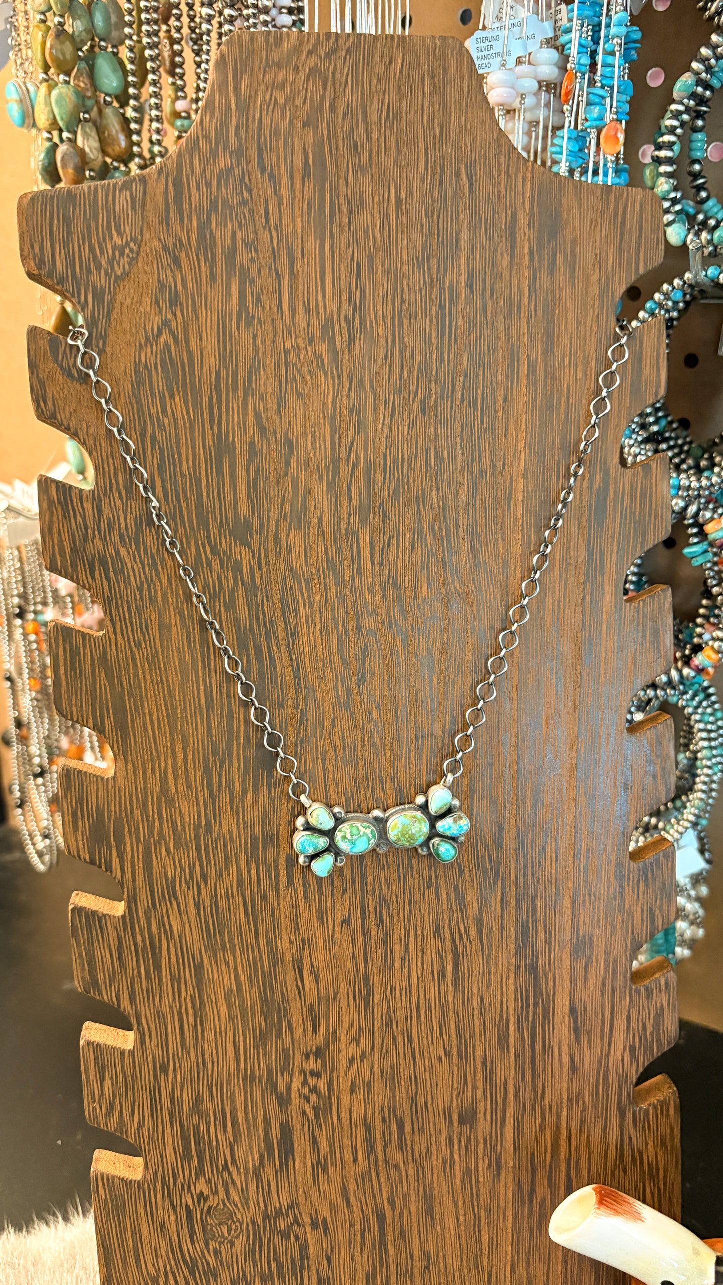 SONORAN GOLD TURQUOISE CLUSTER BAR NECKLACE