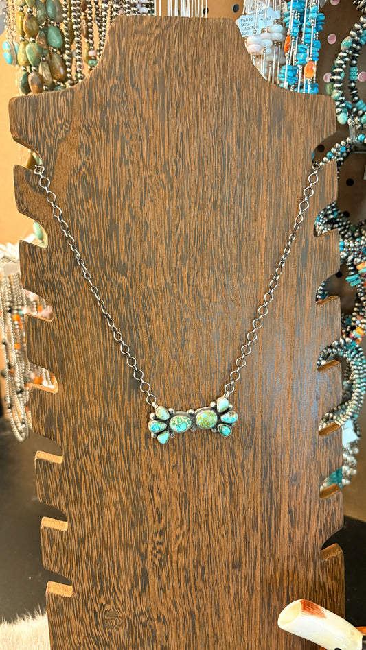 SONORAN GOLD TURQUOISE CLUSTER BAR NECKLACE