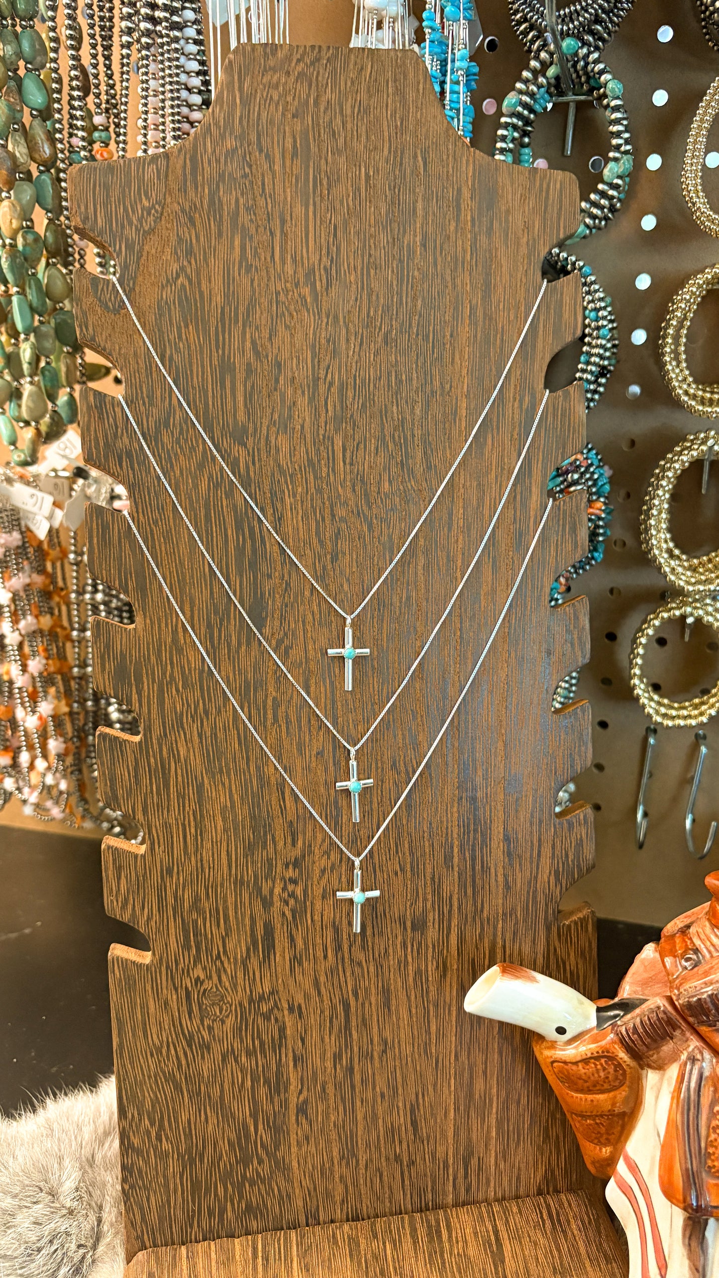 SINGLE STONE TURQUOISE CROSS NECKLACE