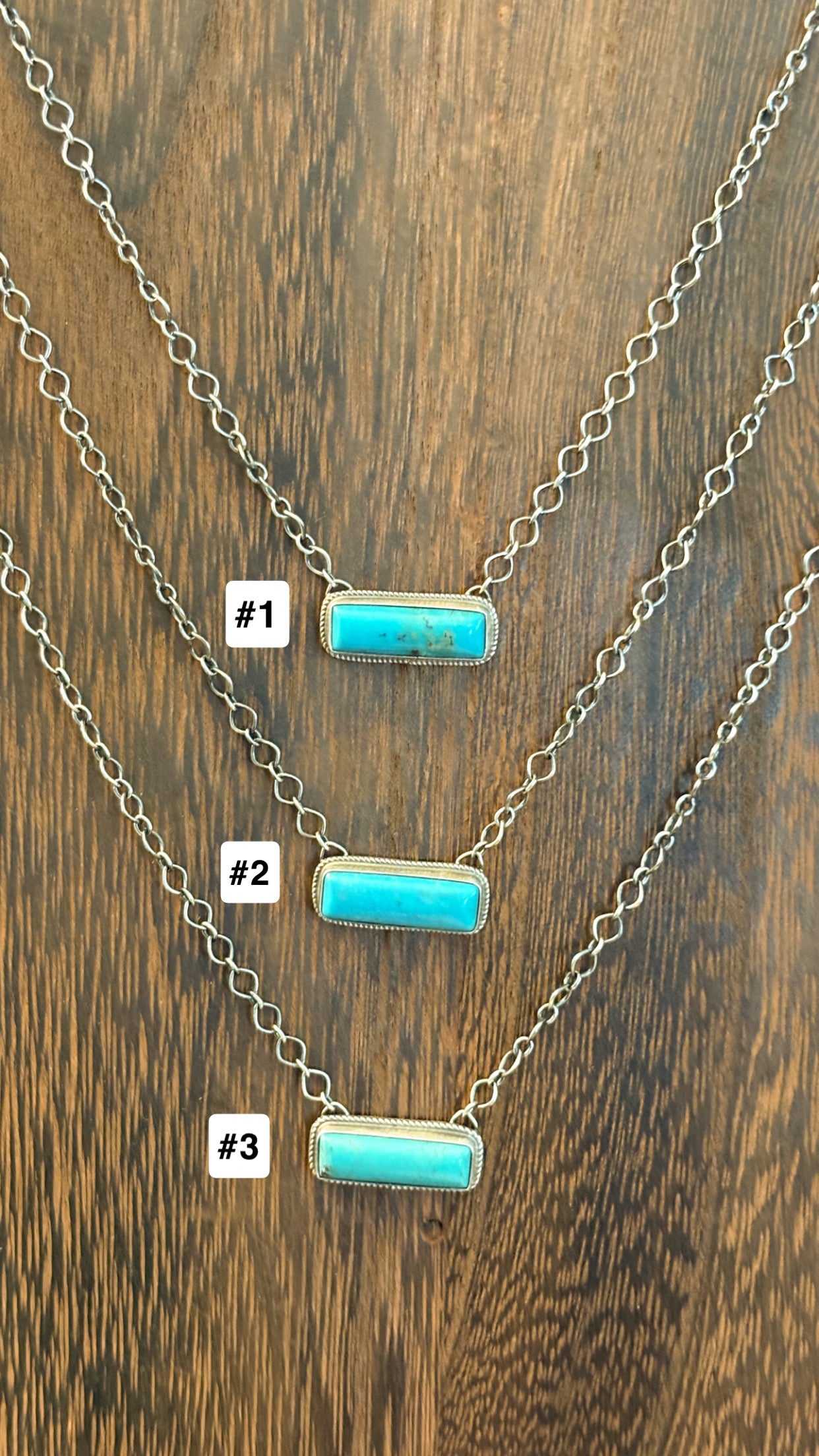 MEDIUM BLUE TURQUOISE BAR NECKLACE