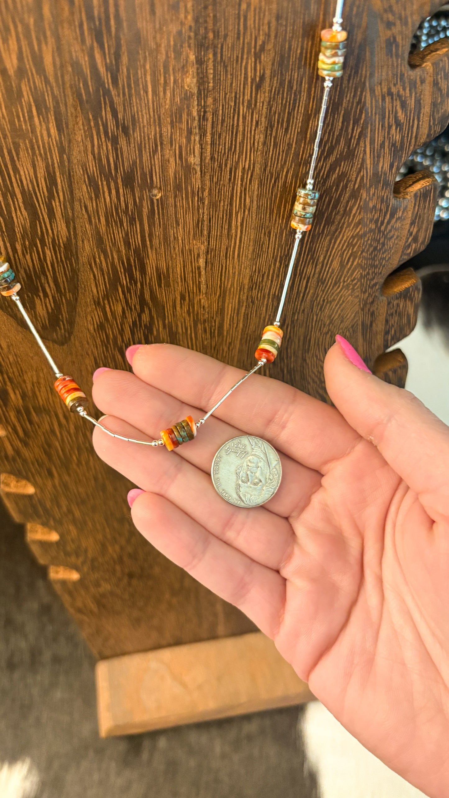 LIQUID SILVER MULTI STONE HEISHI NECKLACE