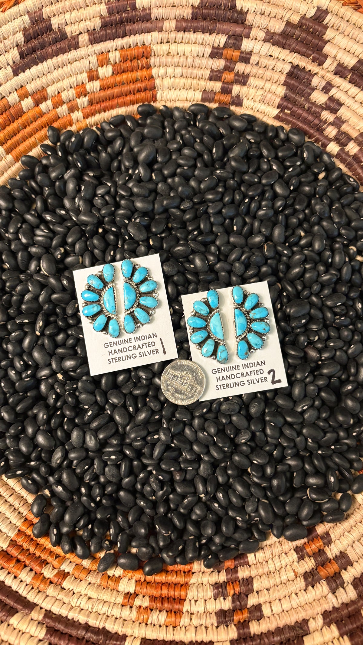 LARGE BLUE TURQUOISE HALF CLUSTER EARRINGS BY JULIANA WILLIAMS