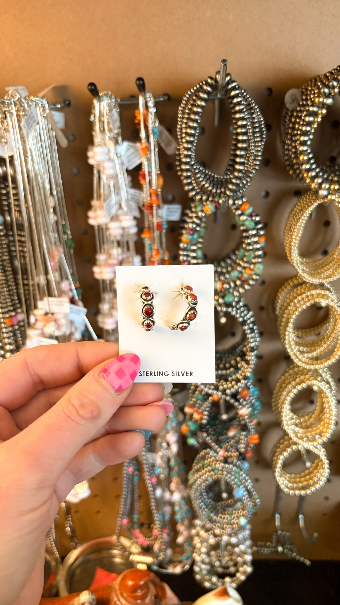 CORAL SHADOWBOX HOOP EARRINGS