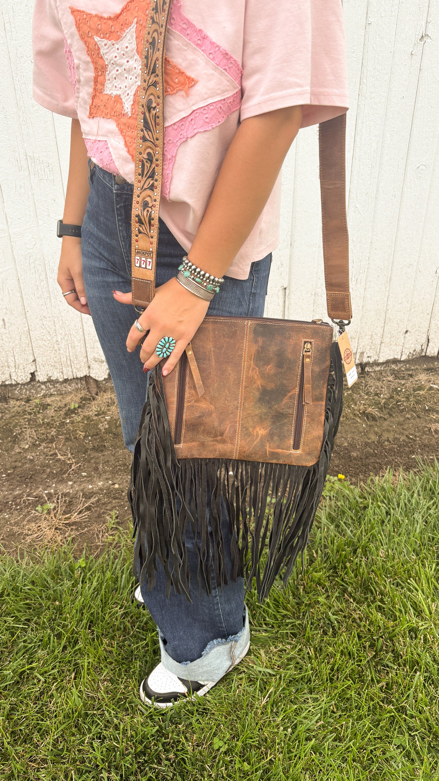 JACKPOT 777 FRINGE CROSSBODY BAG
