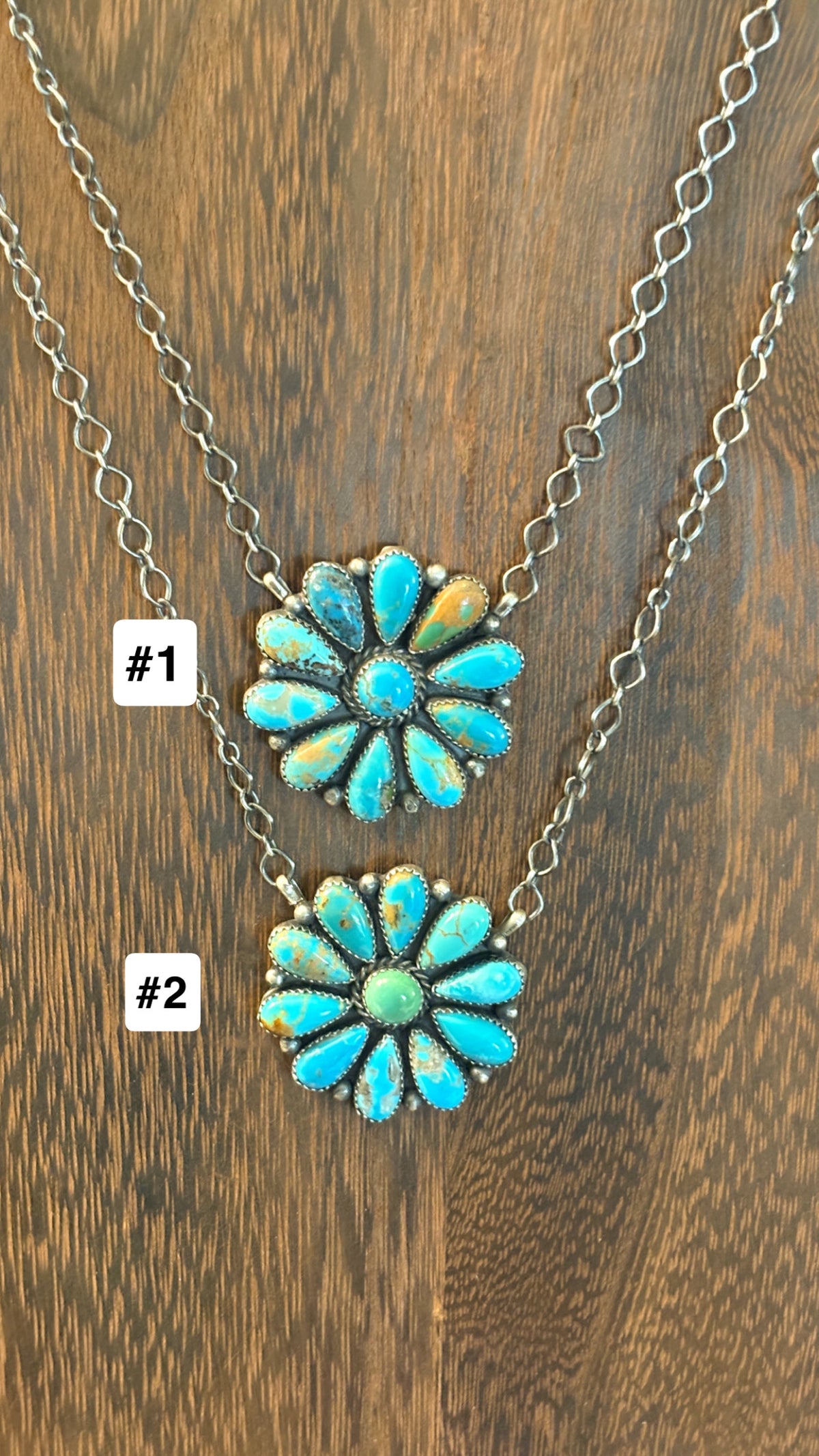 ROUND TURQUOISE CLUSTER NECKLACE BY EFFIE GARFIELD