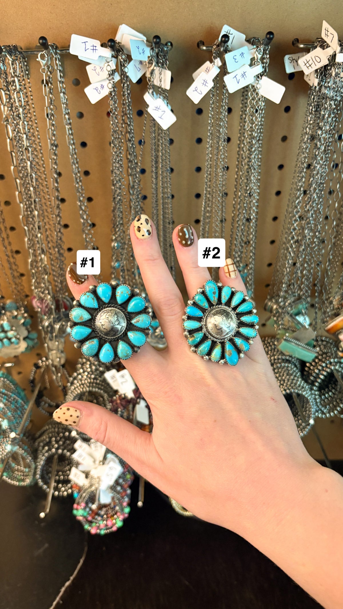 MERCURY DIME TURQUOISE CLUSTER RING BY MARLENE JONES