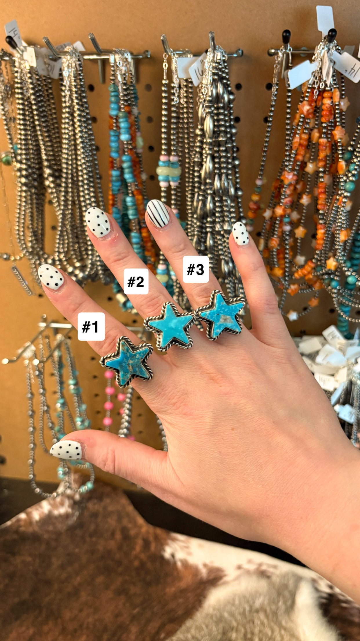 ADJUSTABLE KINGMAN TURQUOISE STAR RING BY JOHNNY DIXON