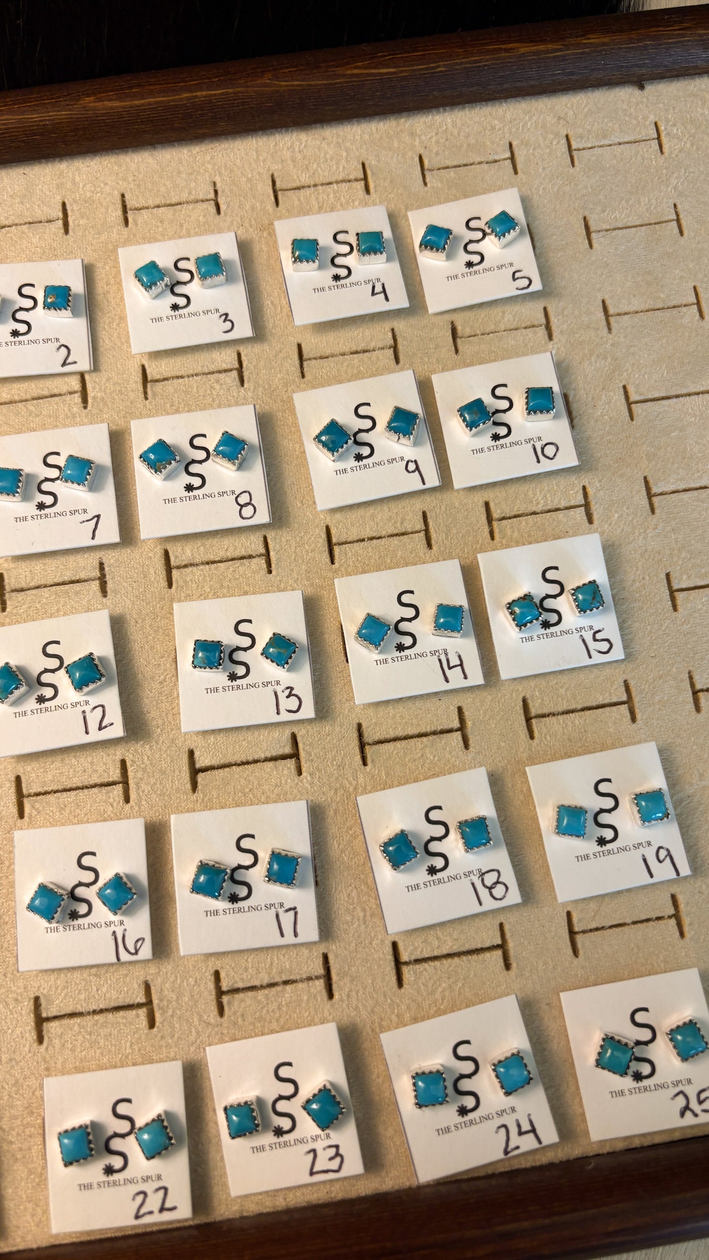 KINGMAN TURQUOISE SQUARE STUD EARRINGS