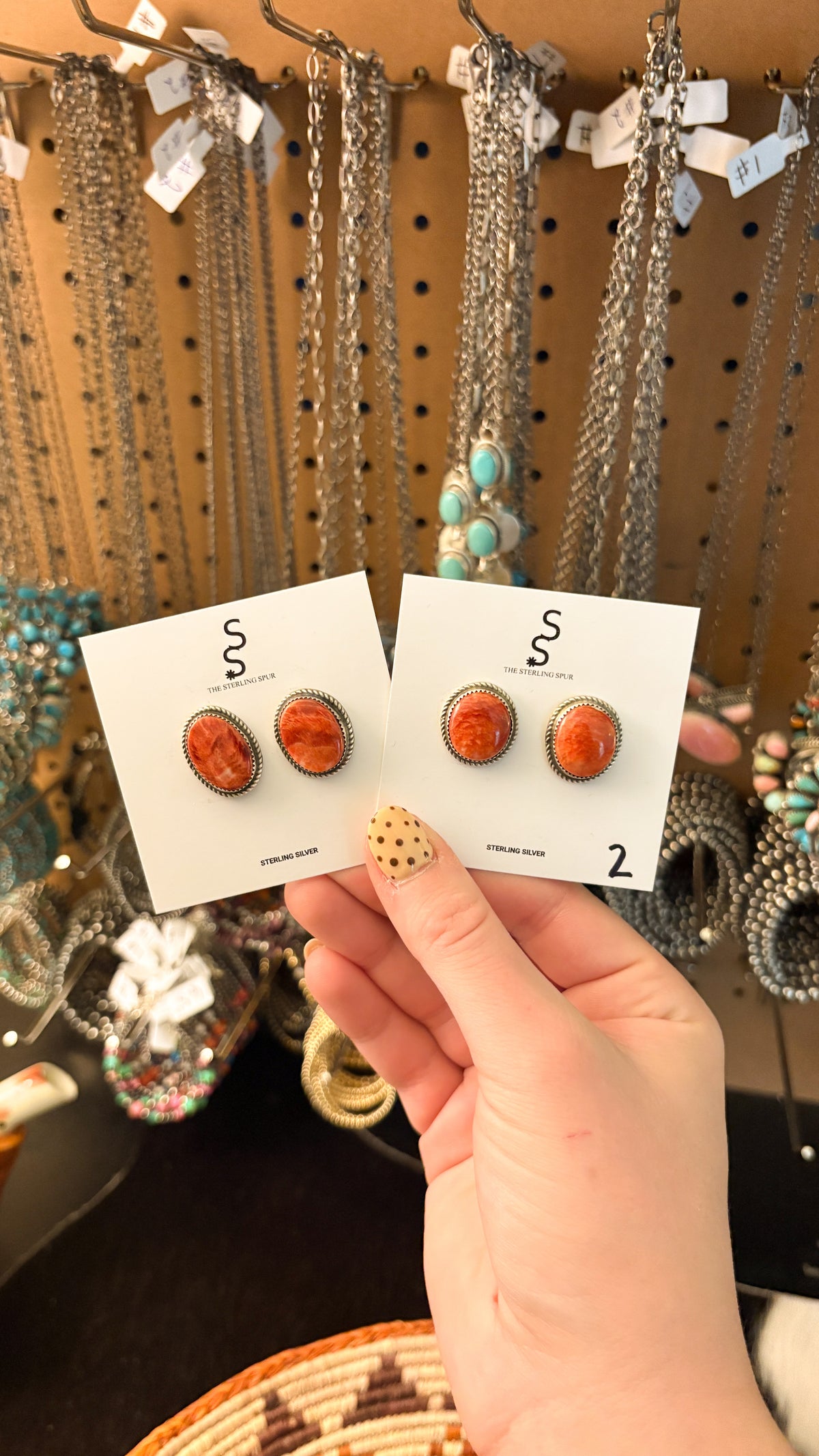 OVAL RED SPINY OYSTER EARRINGS BY DONOVAN NEZ