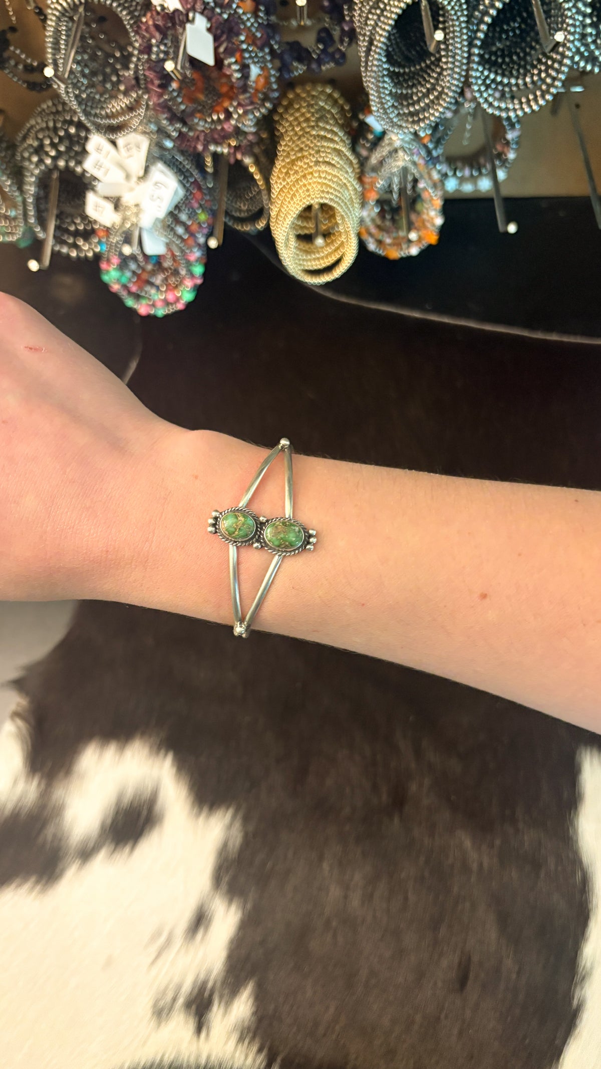 2 STONE GREEN SONORAN GOLD TURQUOISE CUFF